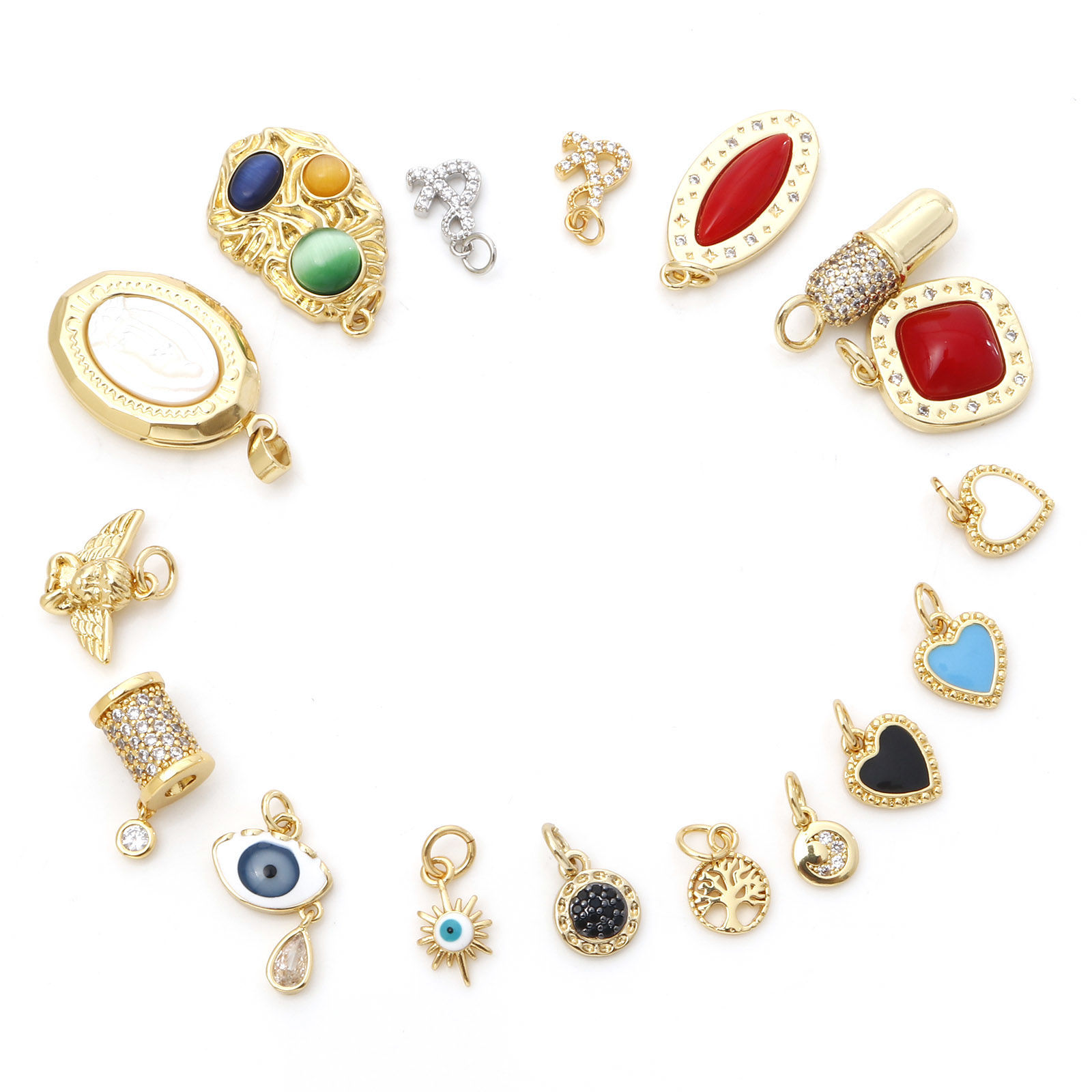 Picture of Brass Charms Gold Plated Multicolor Geometric Angel