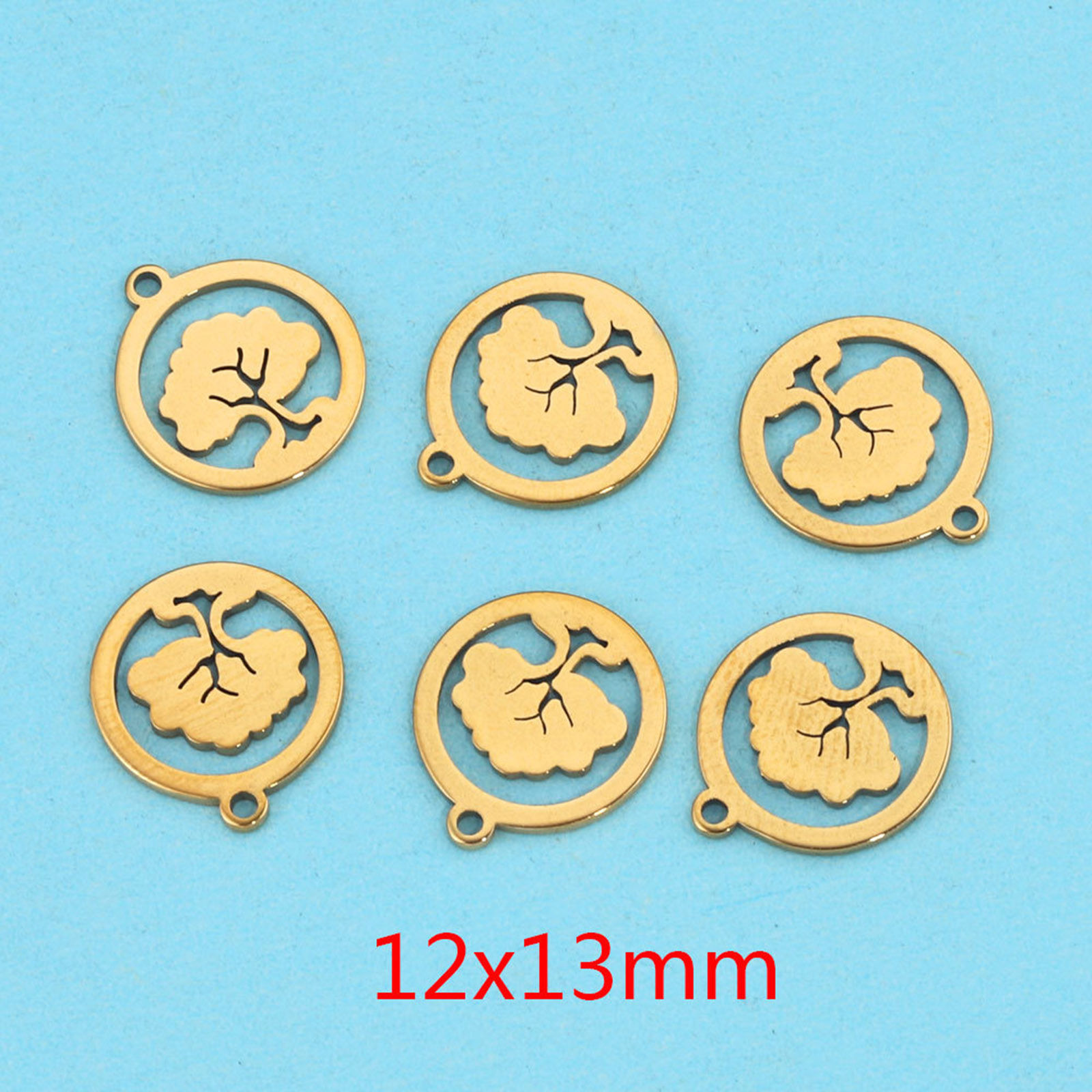Imagen de 304 Acero Inoxidable Colgantes Charms 18k Chapado en Oro Hueco 5 Unidades