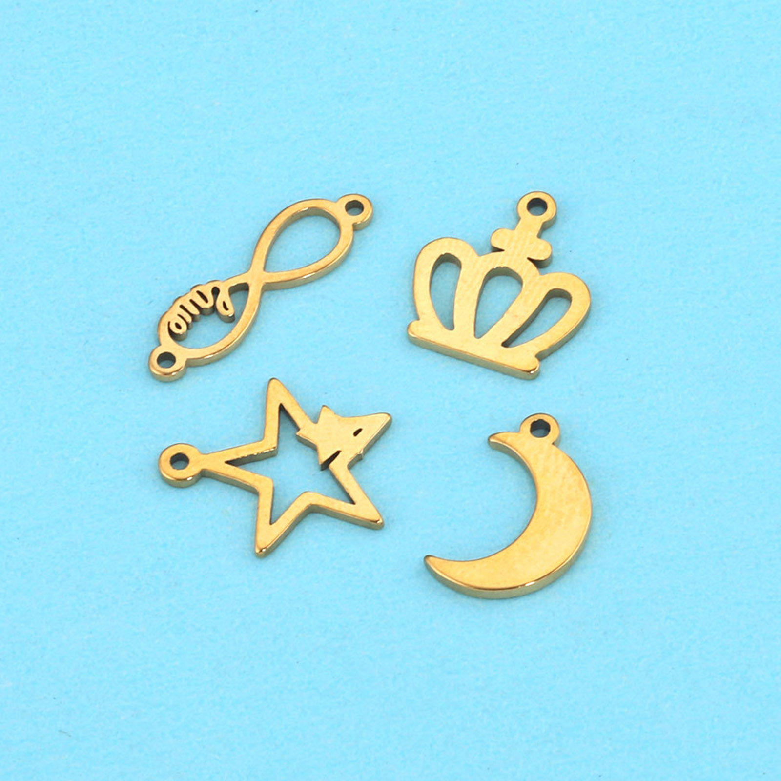 Imagen de 304 Acero Inoxidable Colgantes Charms 18k Chapado en Oro Hueco 5 Unidades