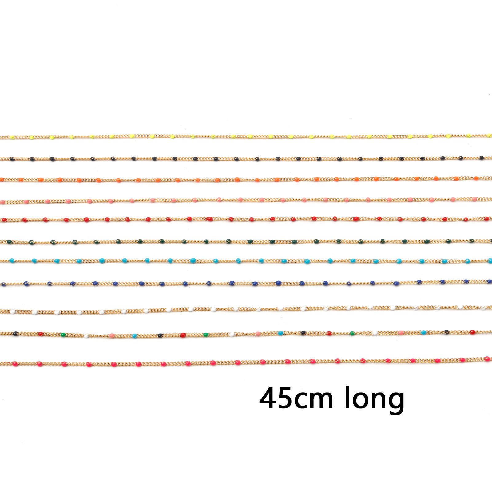 Picture of 304 Stainless Steel Cuban Link Chain Necklace Gold Plated Multicolor Enamel 45cm(17 6/8") long