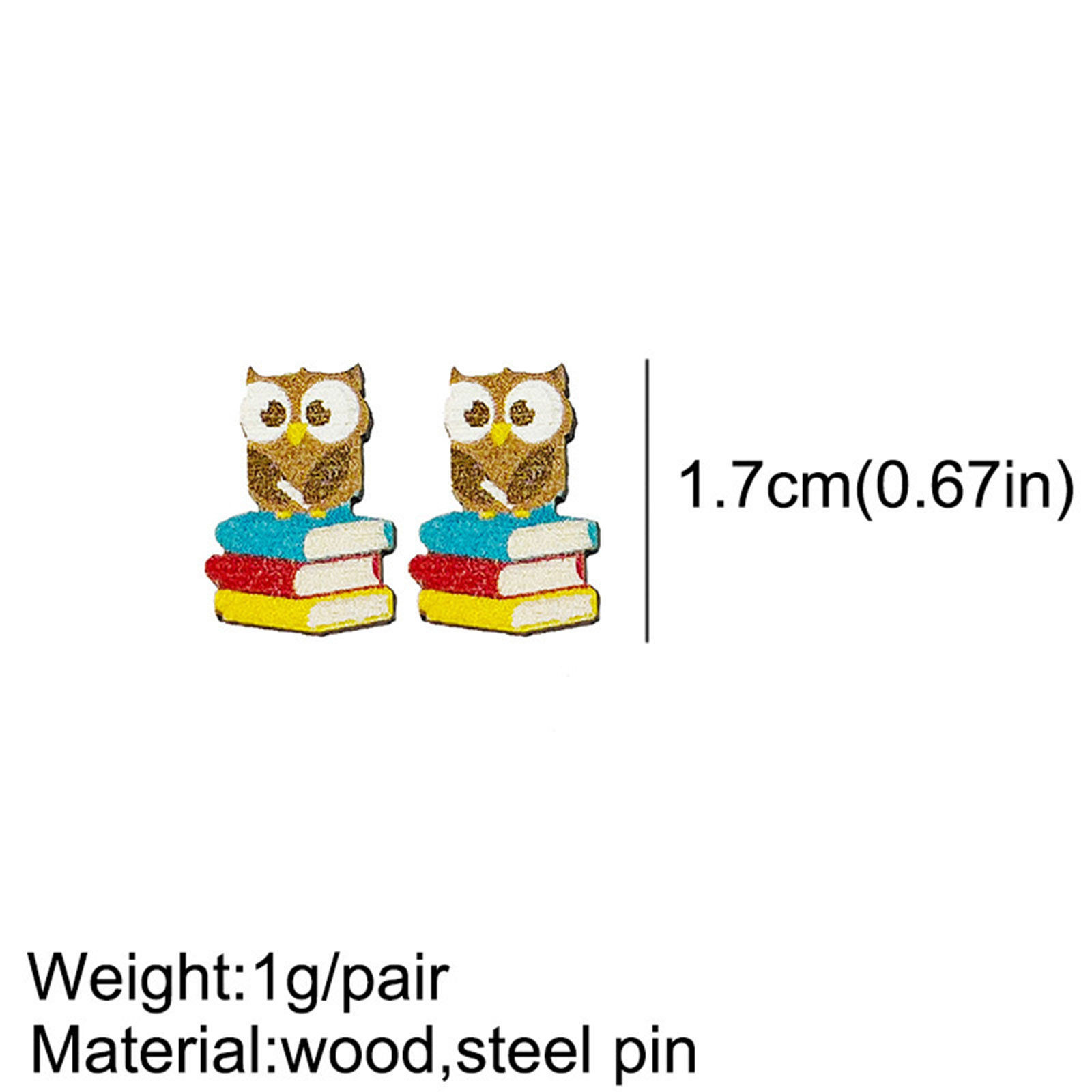 Picture of Natural Wood College Jewelry Ear Post Stud Earrings Multicolor