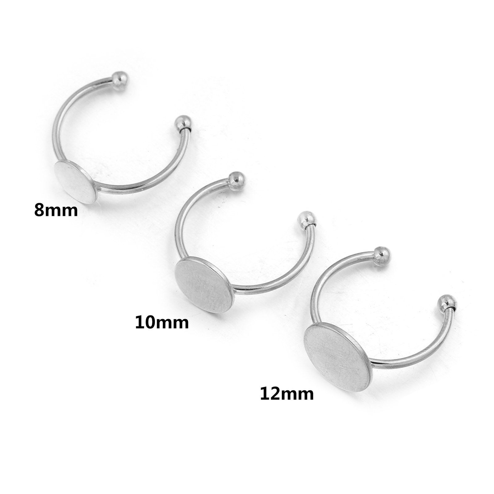 Picture of 304 Stainless Steel Open Rings Multicolor Round Glue On 17mm(US Size 6.5)
