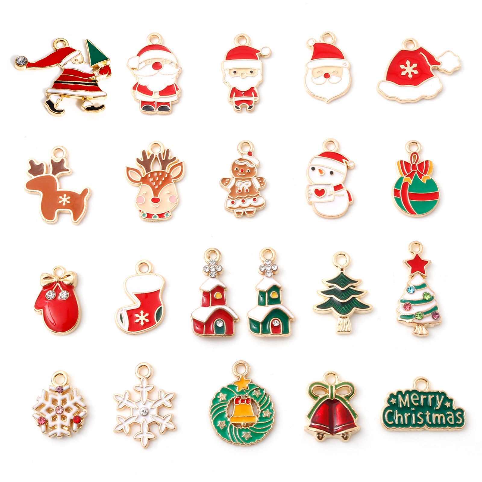 Picture of Zinc Based Alloy Christmas Charms Gold Plated Multicolor Enamel