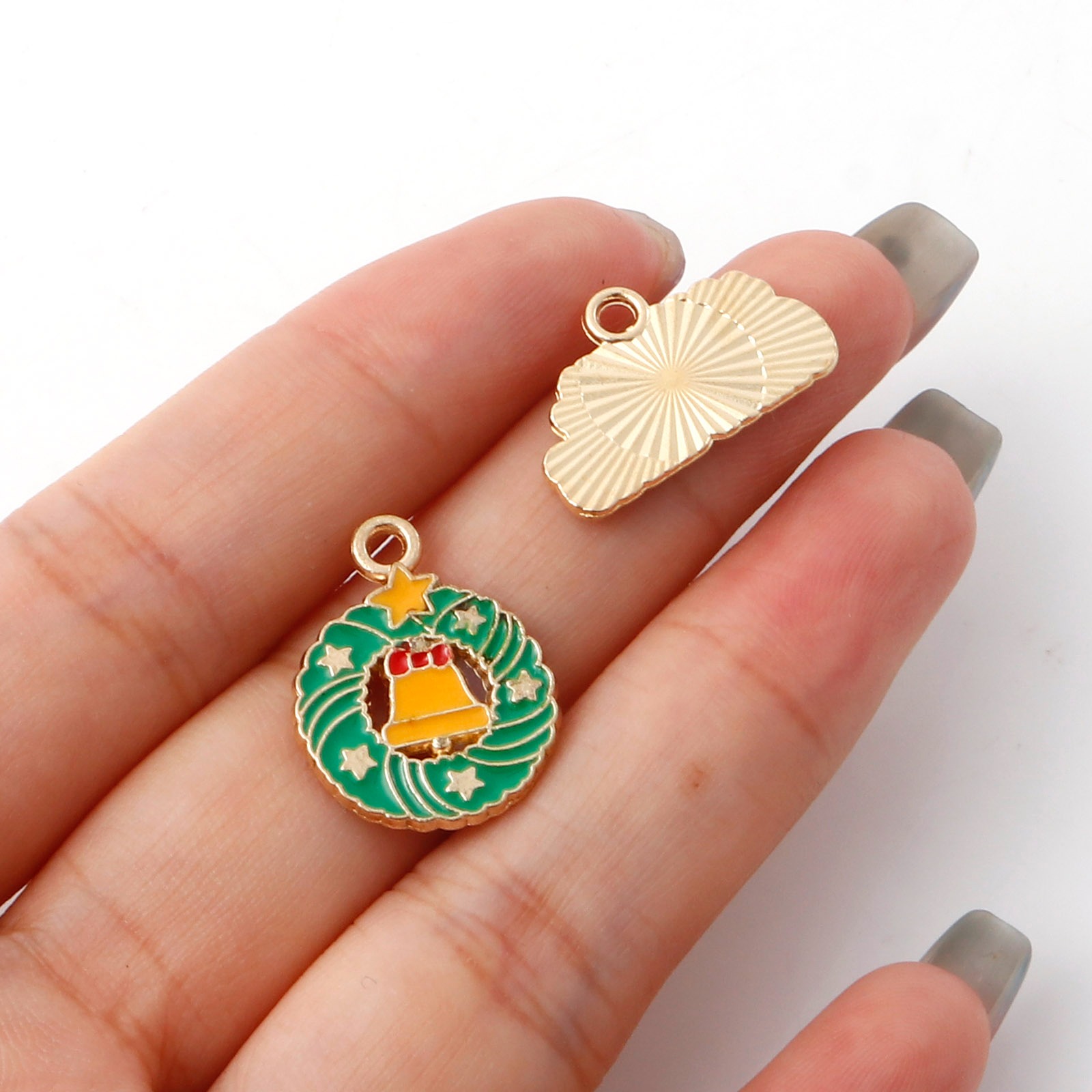 Picture of Zinc Based Alloy Christmas Charms Gold Plated Multicolor Enamel