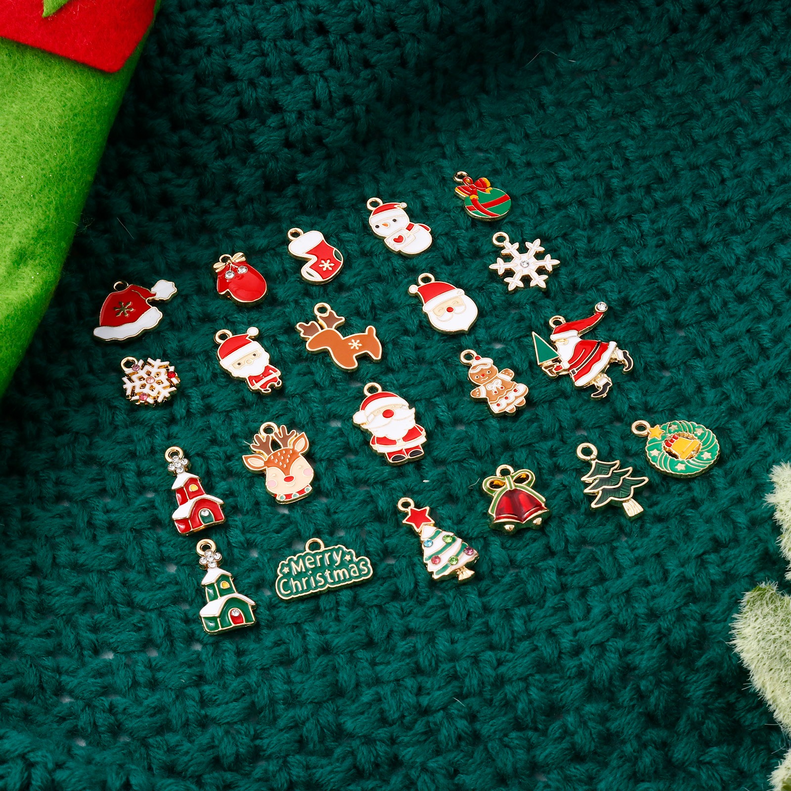 Picture of Zinc Based Alloy Christmas Charms Gold Plated Multicolor Enamel