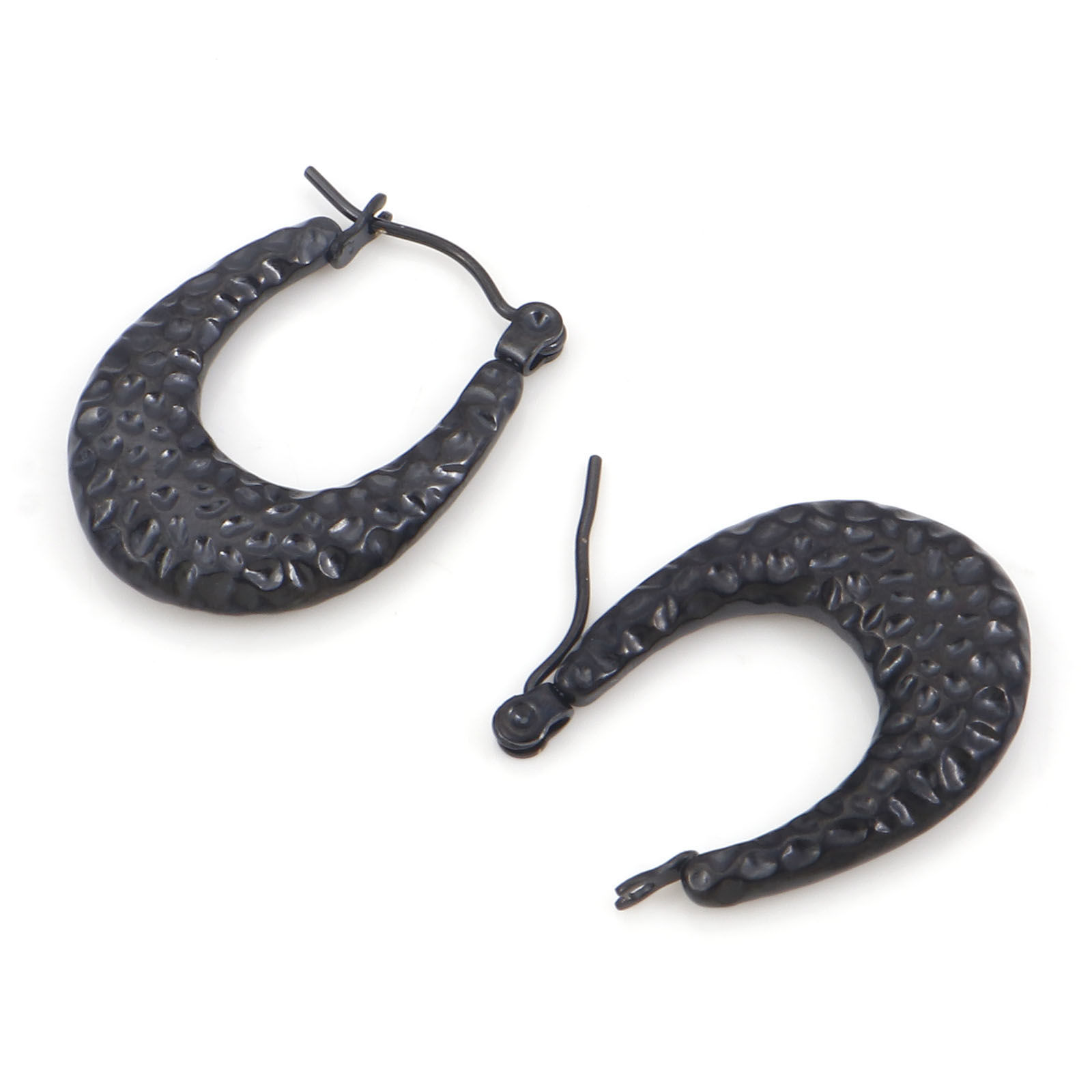 Picture of 316 Stainless Steel Hoop Earrings U-shaped Embossing 24.5mm x 18mm