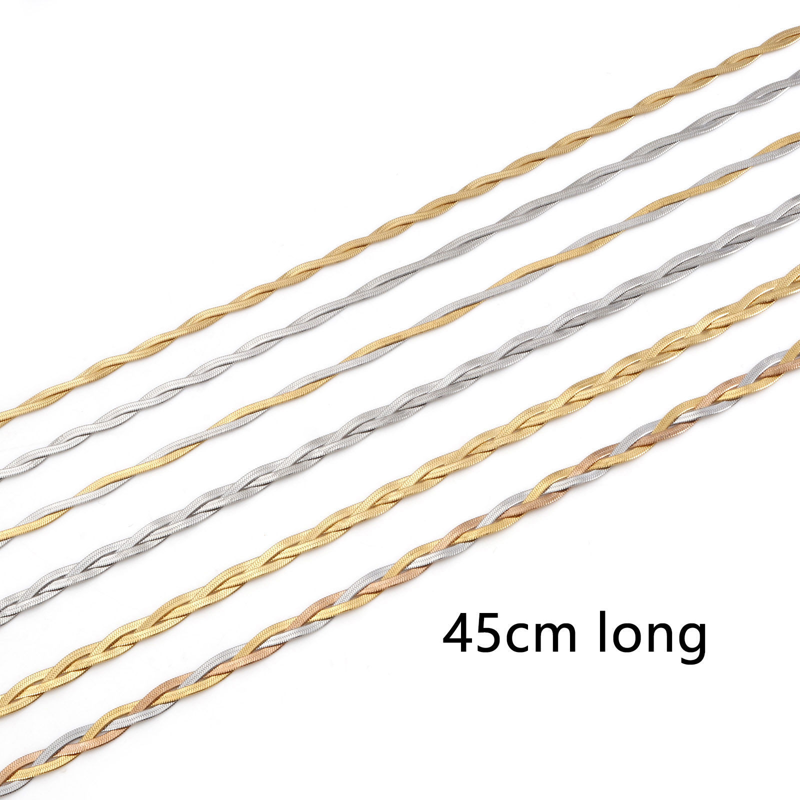 Picture of 304 Stainless Steel Snake Chain Necklace Braided 45cm(17 6/8") long