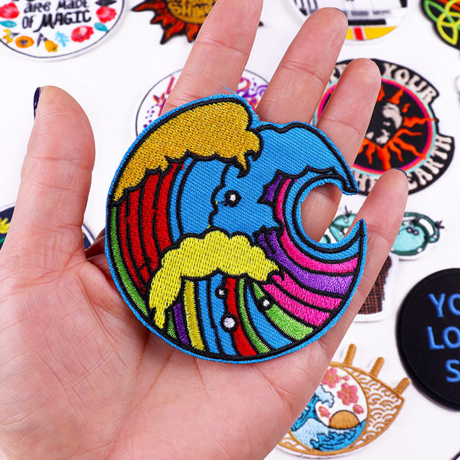 Picture of Polyester Iron On Patches Appliques (With Glue Back) DIY Sewing Craft Clothing Decoration Multicolor Embroidered