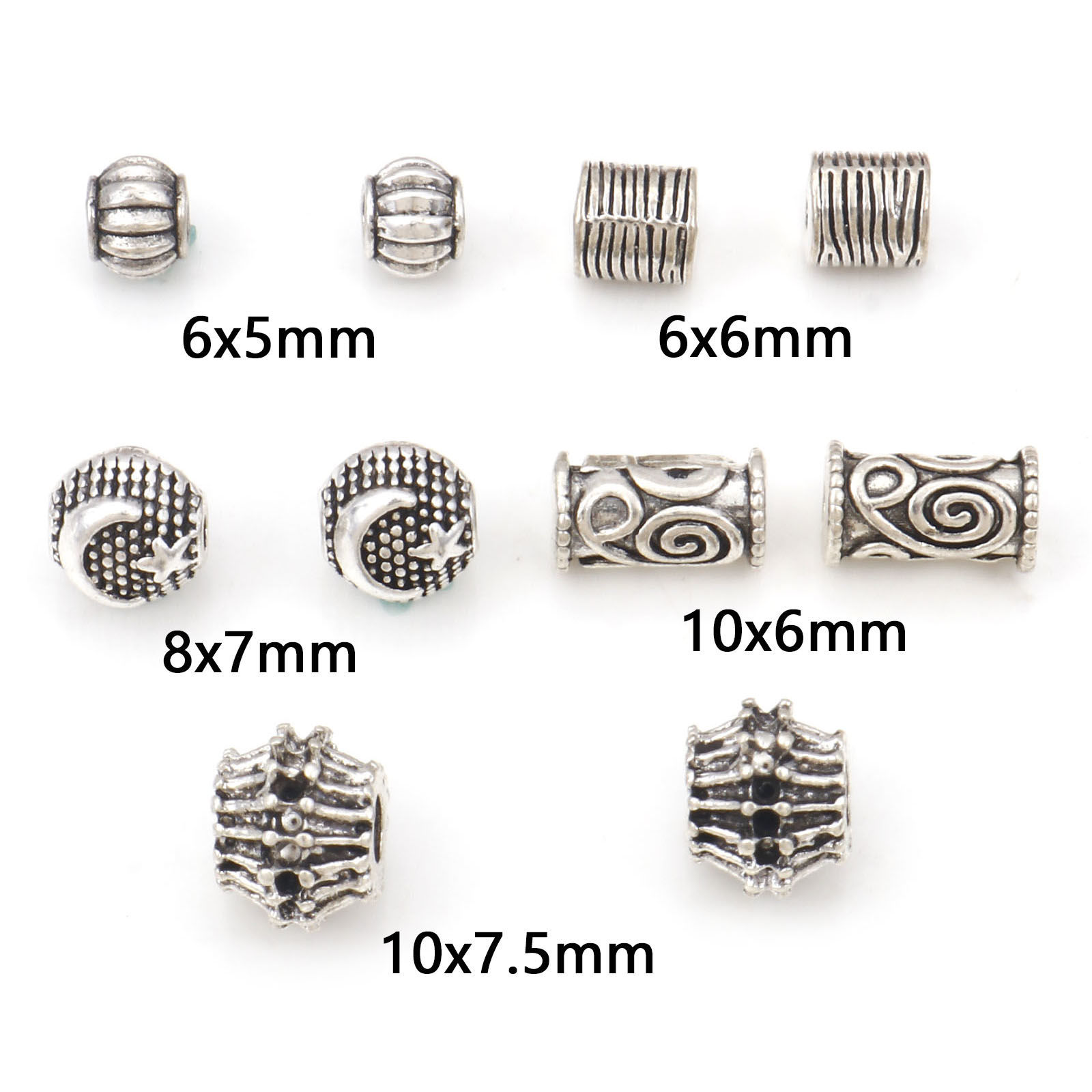 Picture of Zinc Based Alloy Spacer Beads Antique Silver Color Round Moon