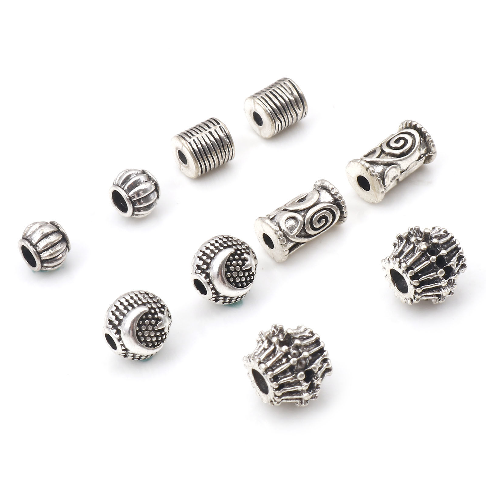 Picture of Zinc Based Alloy Spacer Beads Antique Silver Color Round Moon