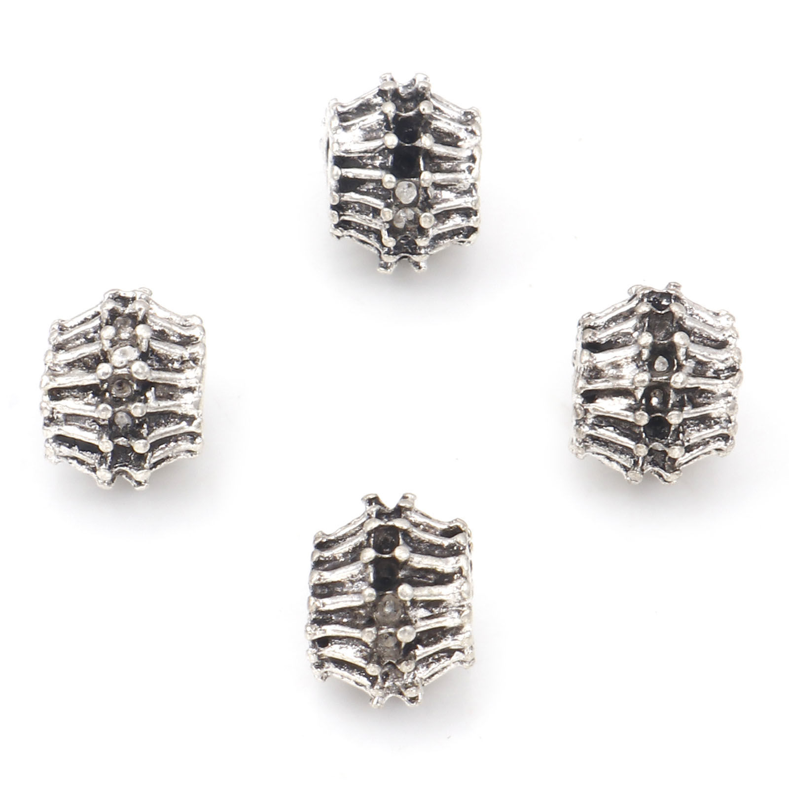 Picture of Zinc Based Alloy Spacer Beads Antique Silver Color Round Moon
