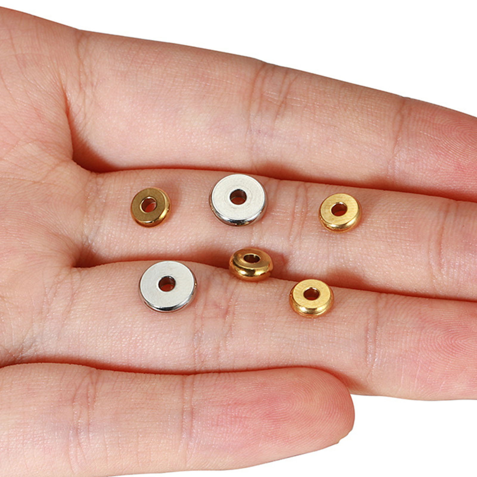 Picture of 304 Stainless Steel Spacer Beads Flat Round 50 PCs