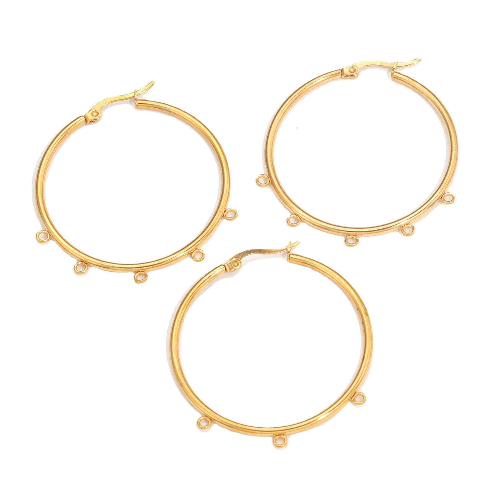 Picture of 304 Stainless Steel Hoop Earrings Round Multicolor With Loop 4.7cm x 4cm