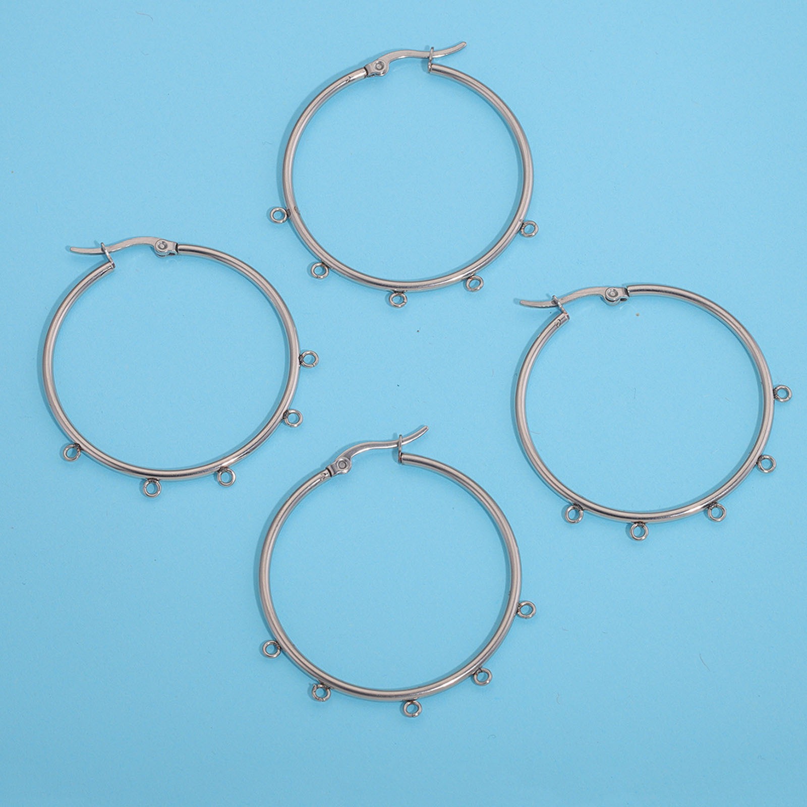 Picture of 304 Stainless Steel Hoop Earrings Round Multicolor With Loop 4.7cm x 4cm
