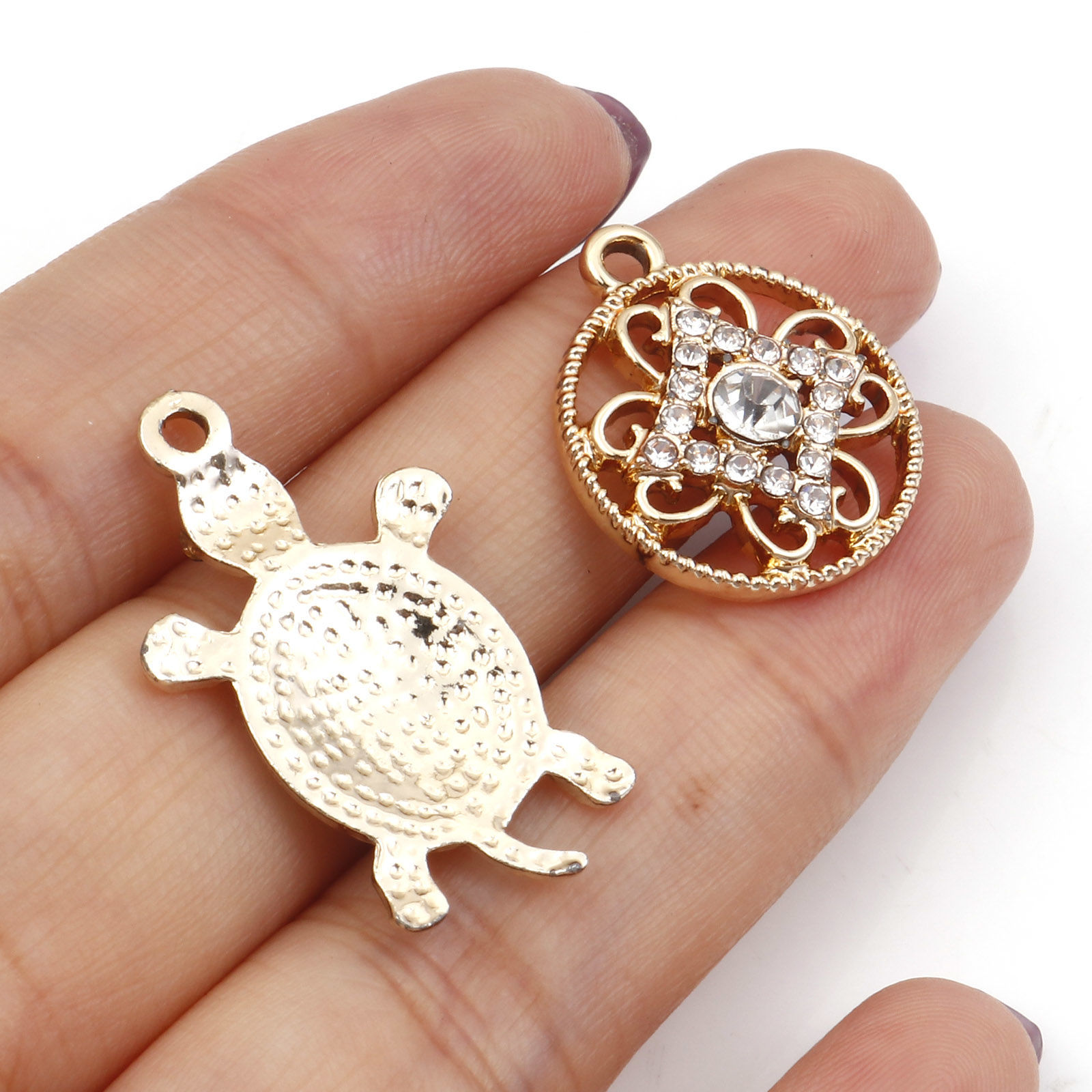 Picture of Zinc Based Alloy Micro Pave Charms Gold Plated Clear Rhinestone