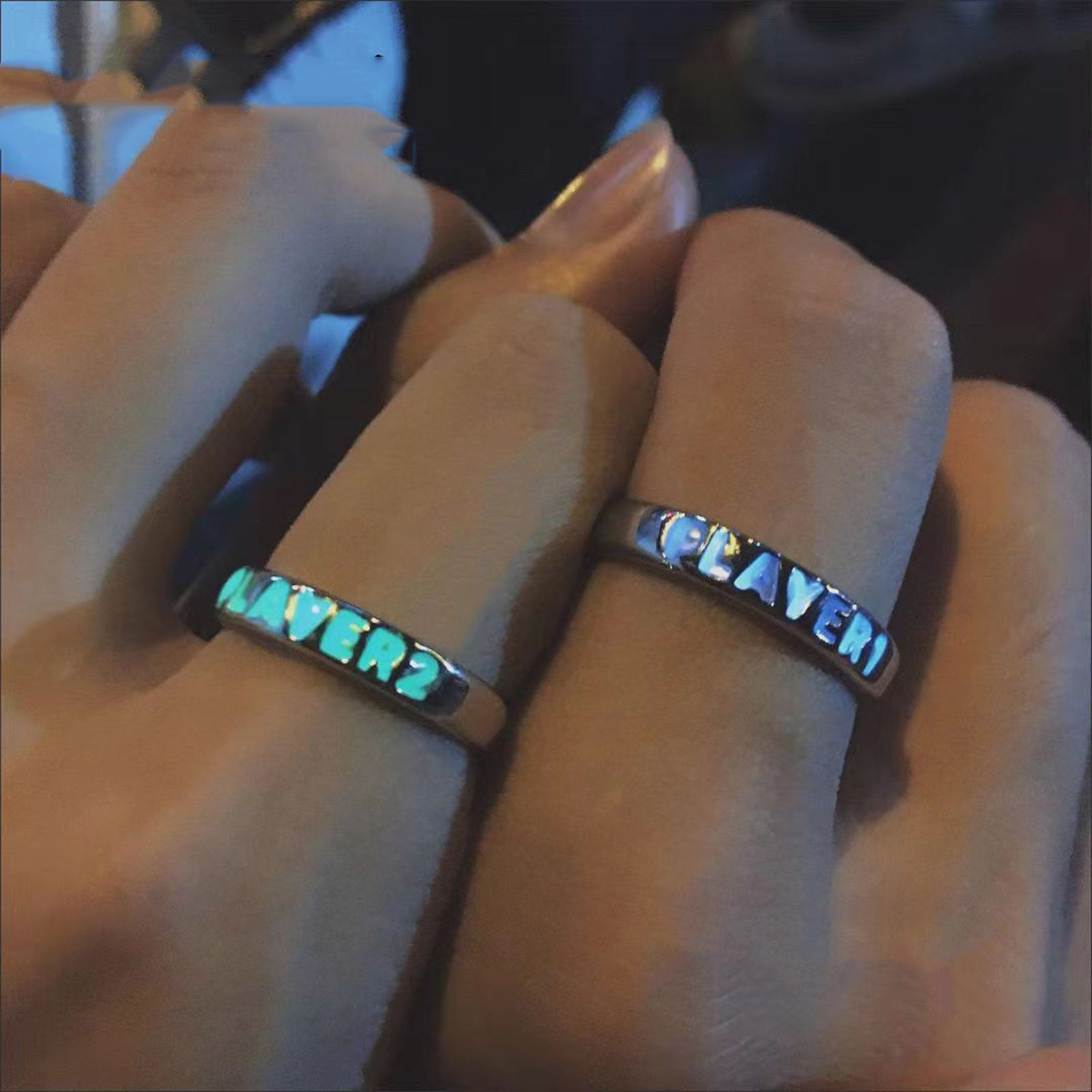 Imagen de Elegante Abierto Anillos Tono de Plata Brillan en la oscuridad 1 Unidad