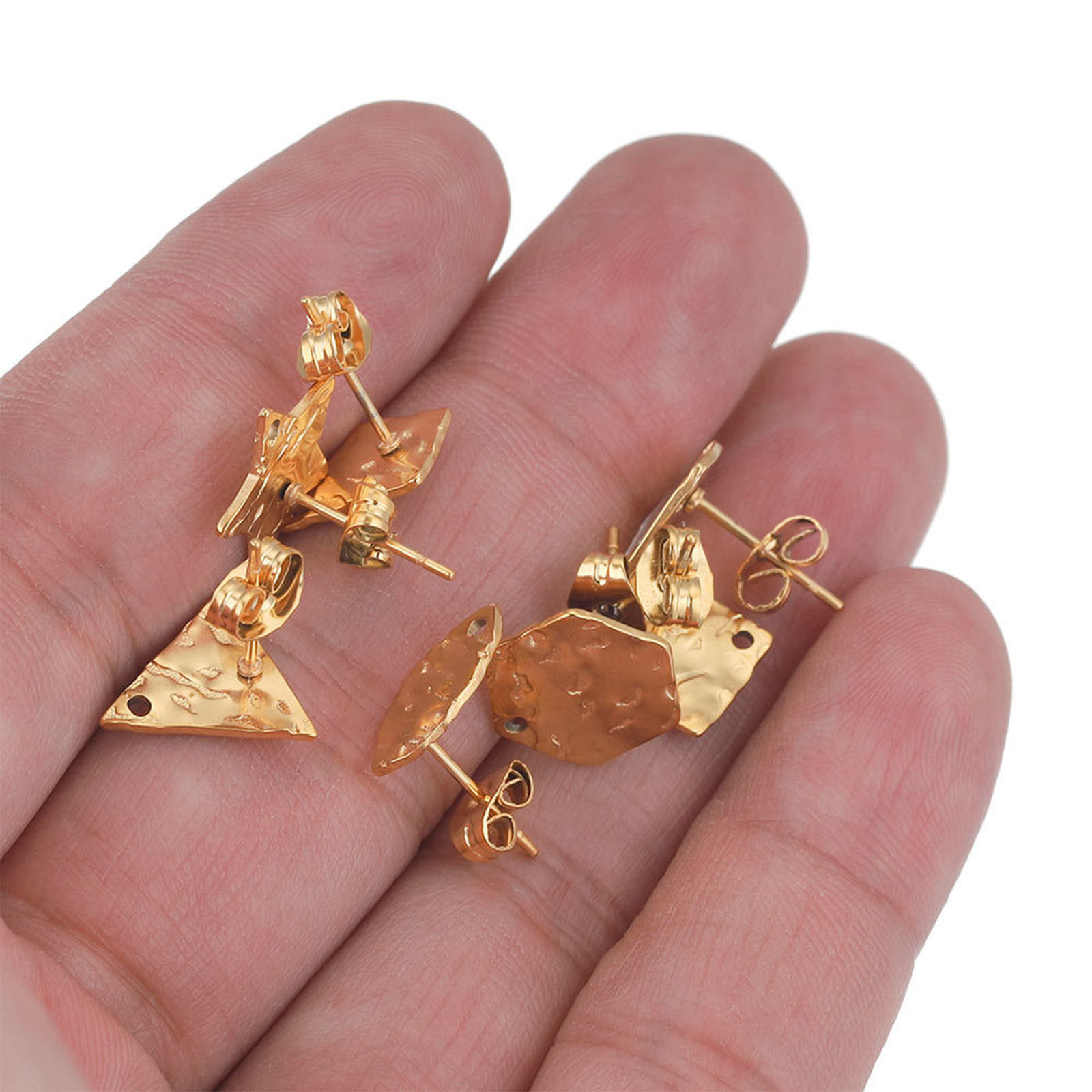 Image de Boucles d'Oreilles Puces en 304 Acier Inoxydable Géométrique Multicolore Gaufrage avec Boucle 5 Pcs