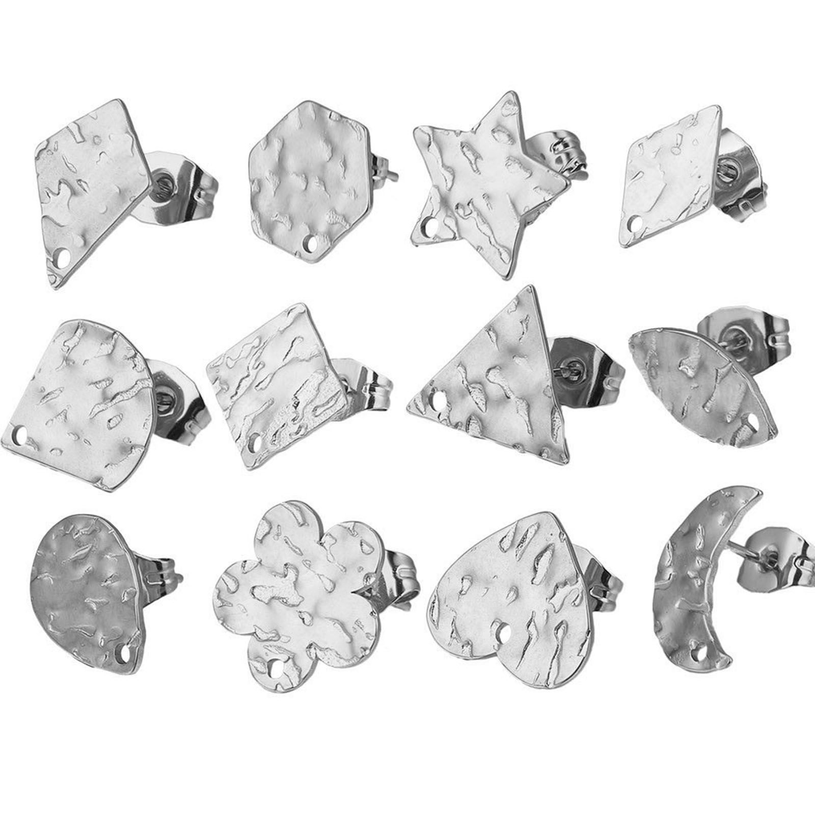 Image de Boucles d'Oreilles Puces en 304 Acier Inoxydable Géométrique Multicolore Gaufrage avec Boucle 5 Pcs