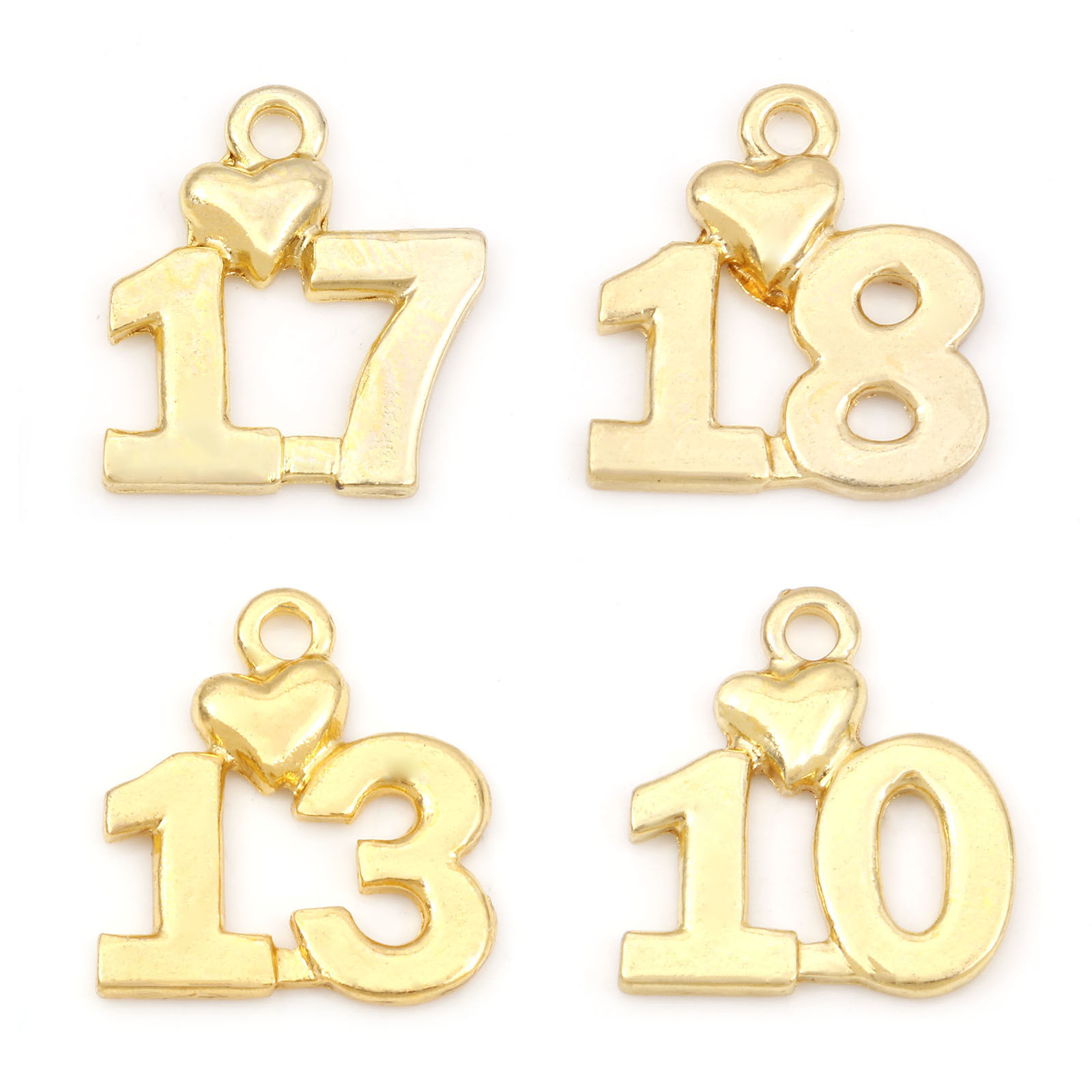 Picture of Zinc Based Alloy Charms Gold Plated Number 18mm x 17mm