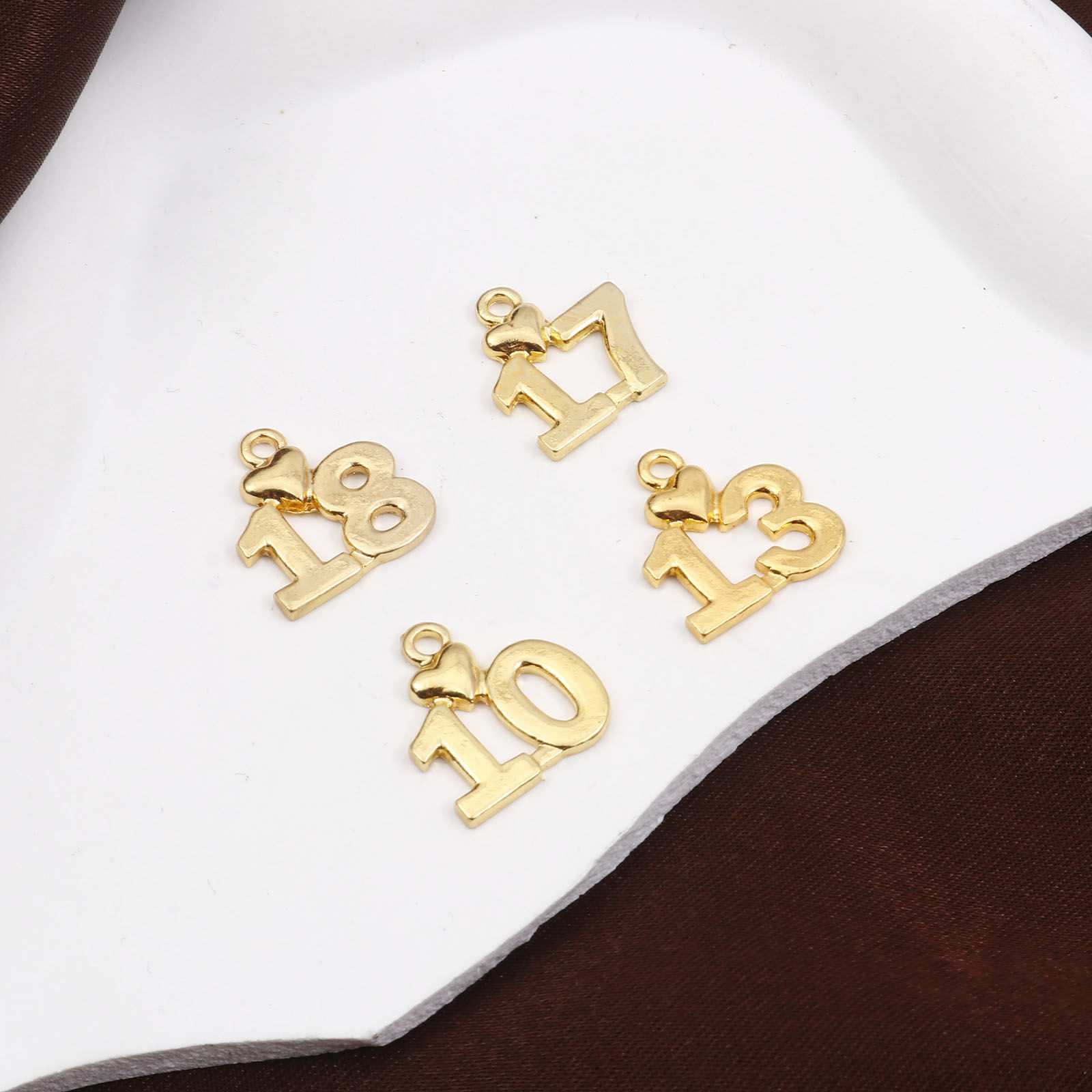 Picture of Zinc Based Alloy Charms Gold Plated Number 18mm x 17mm