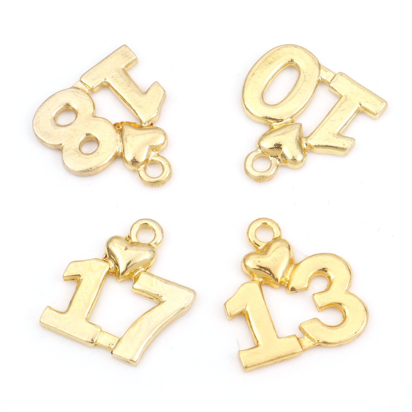 Picture of Zinc Based Alloy Charms Gold Plated Number 18mm x 17mm
