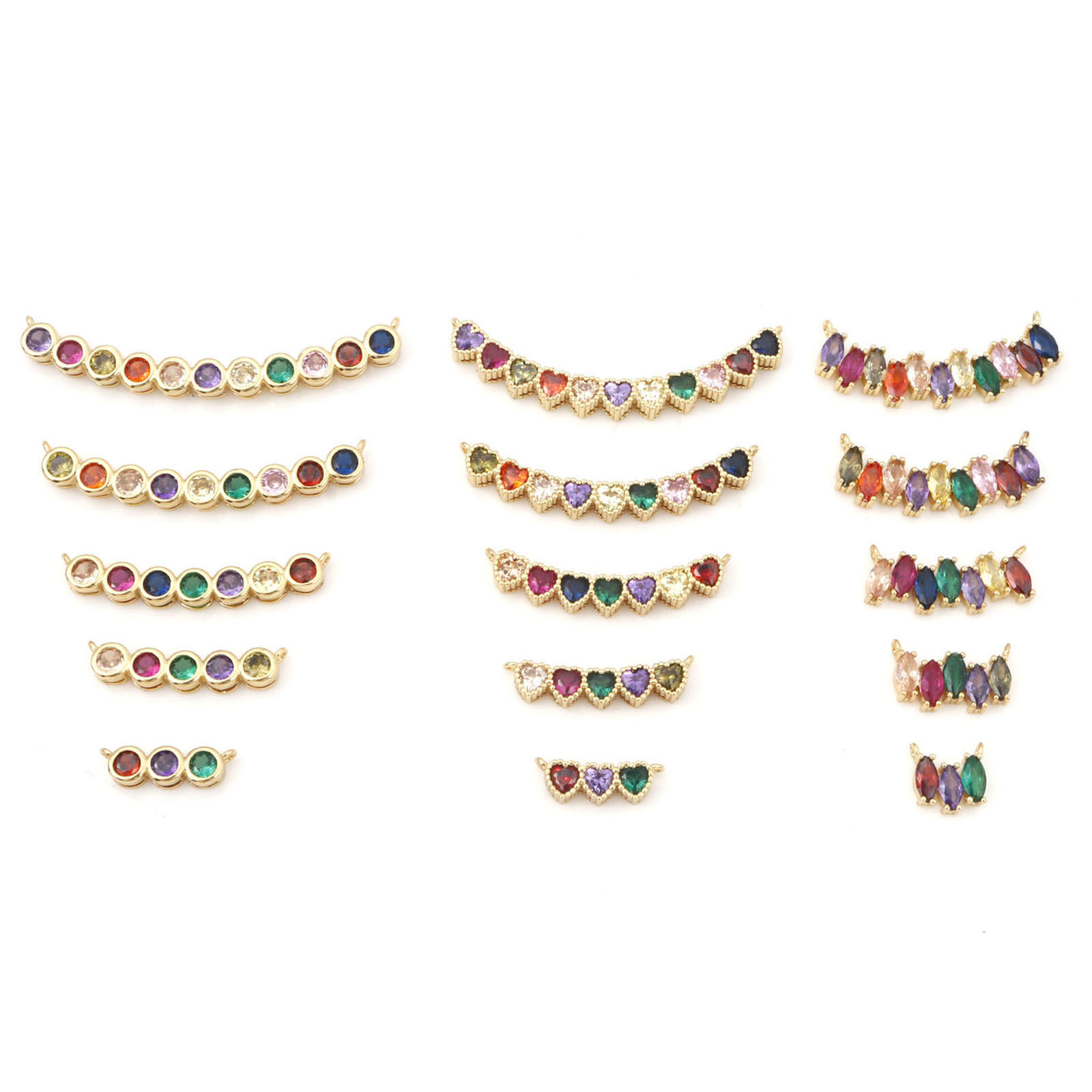 Picture of Brass Connectors Gold Plated Arc Multicolour Cubic Zirconia