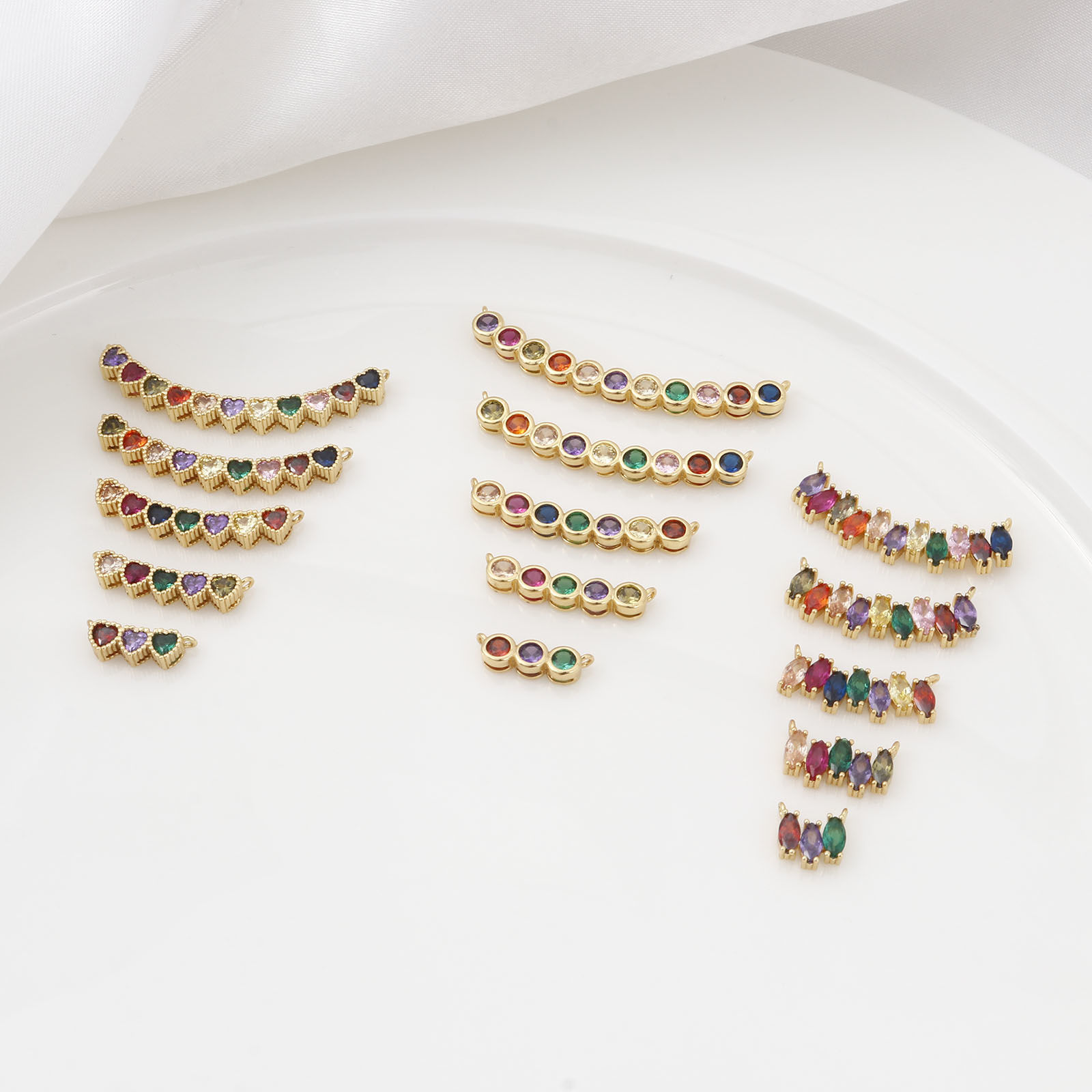 Picture of Brass Connectors Gold Plated Arc Multicolour Cubic Zirconia