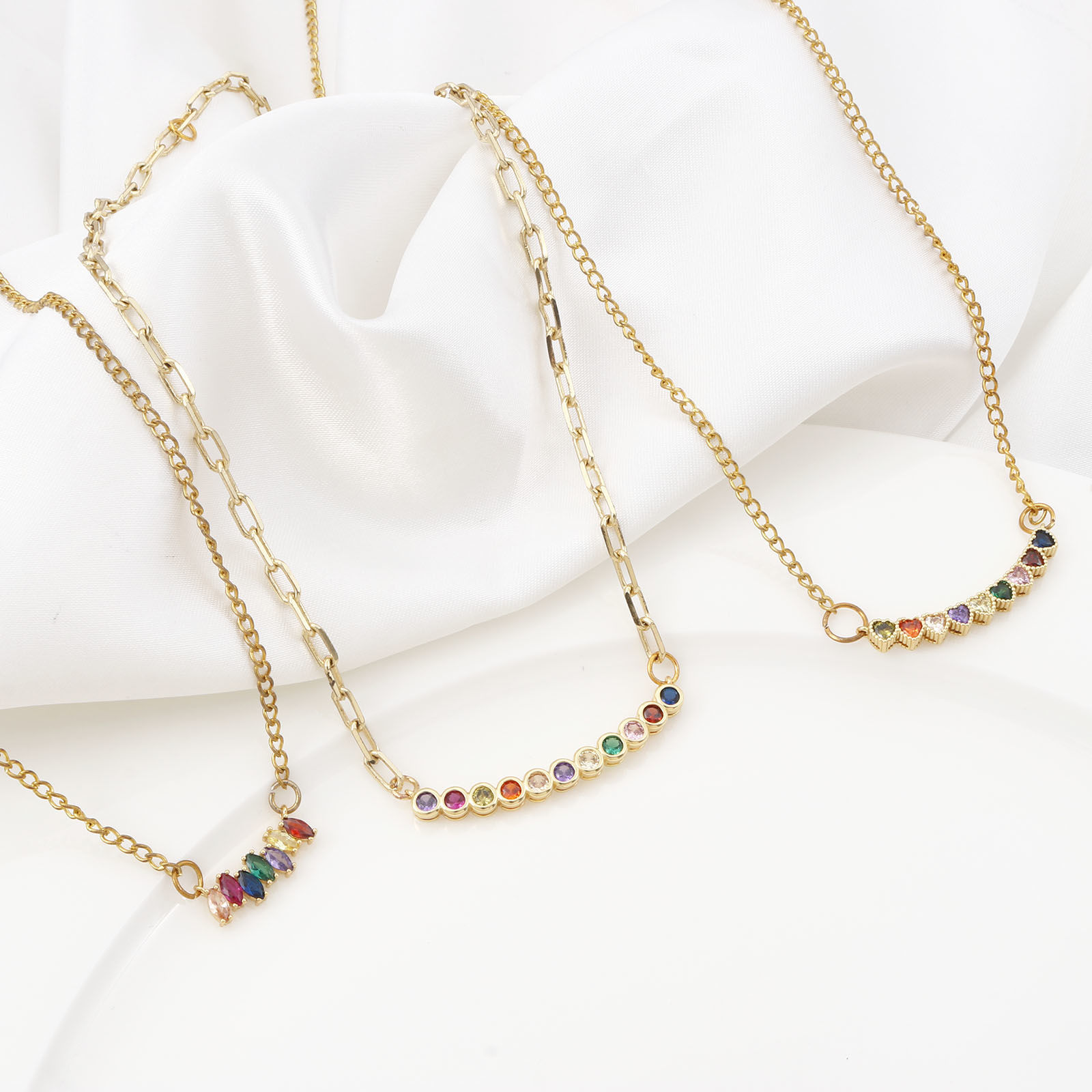Picture of Brass Connectors Gold Plated Arc Multicolour Cubic Zirconia