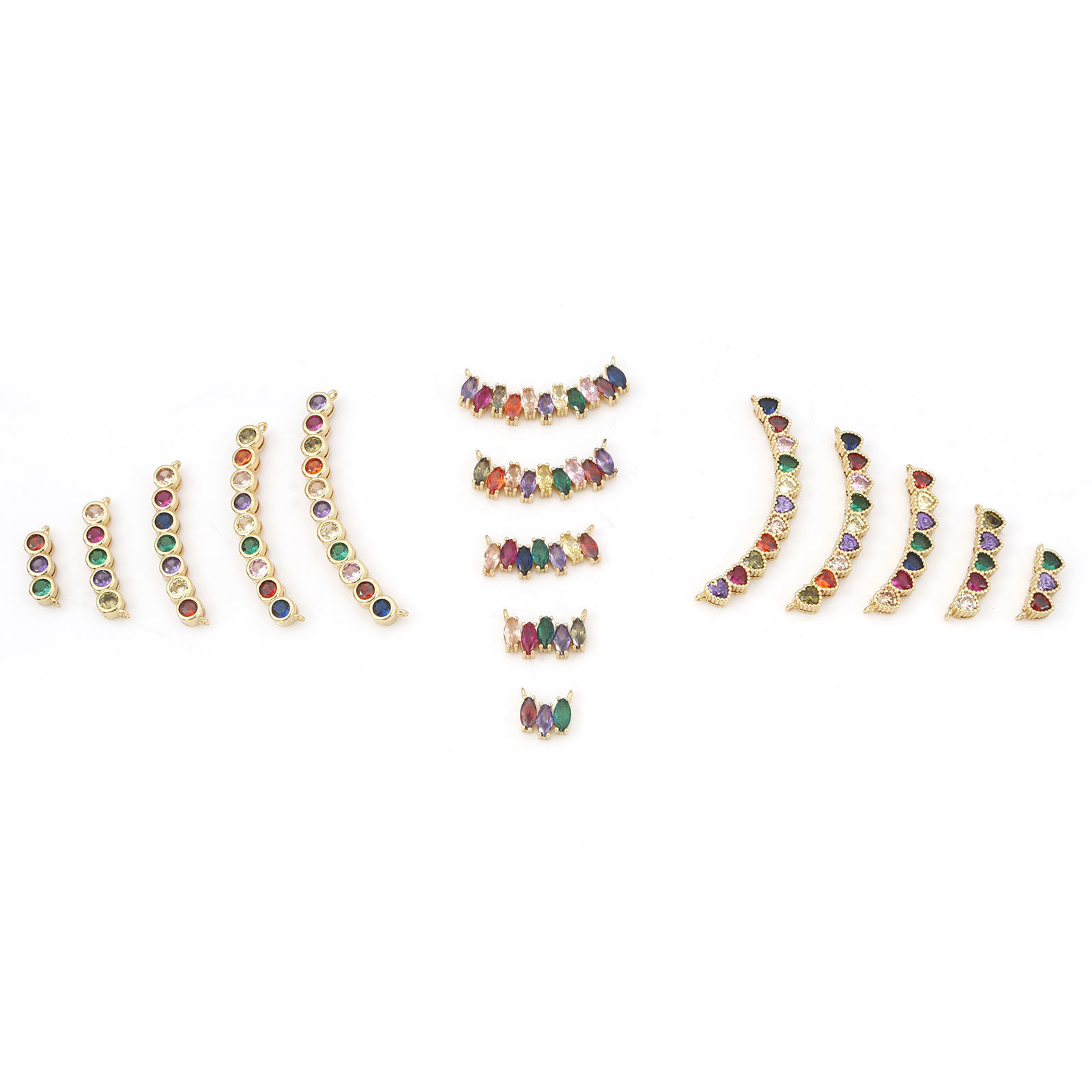 Picture of Brass Connectors Gold Plated Arc Multicolour Cubic Zirconia