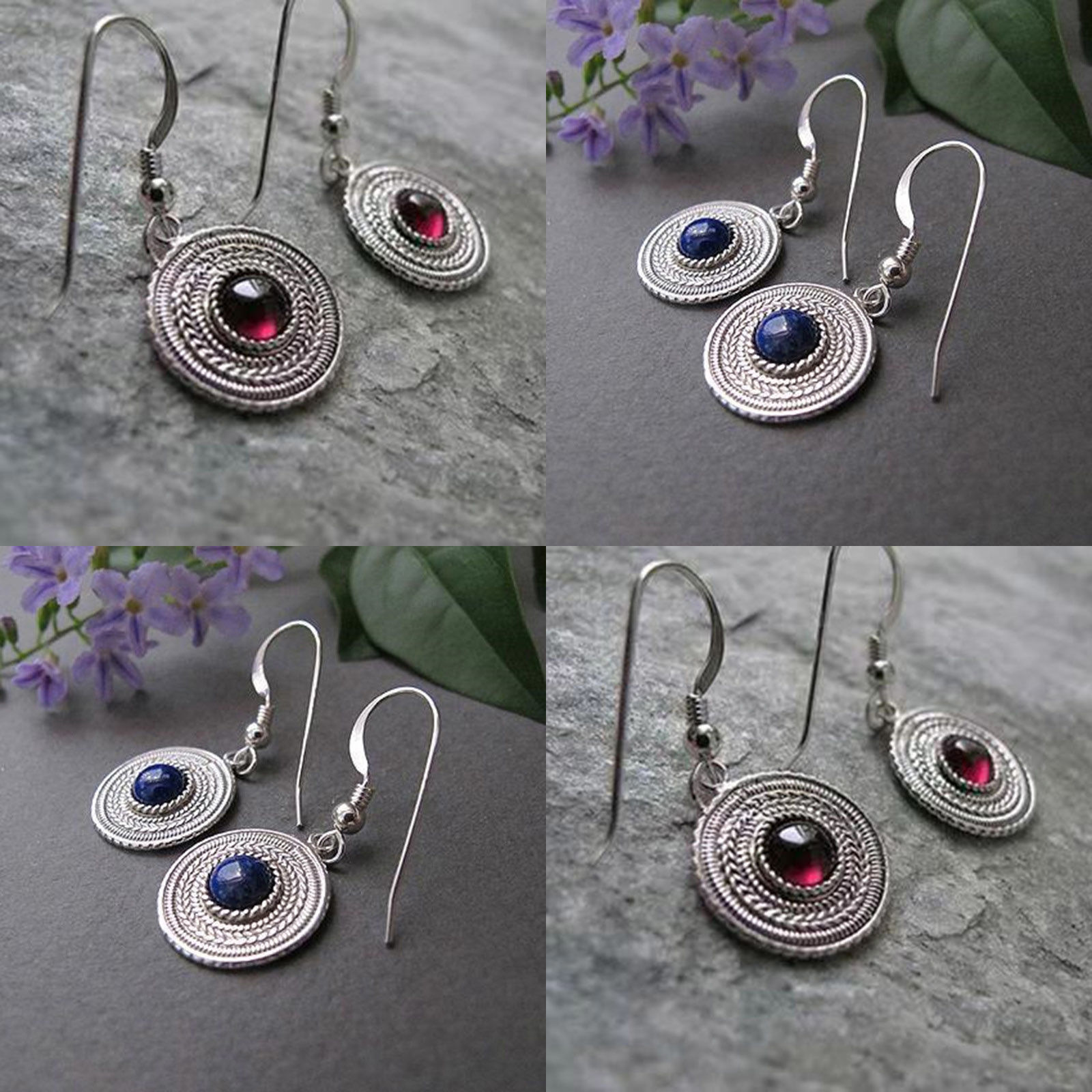 Imagen de Elegante Pendientes Tono de Plata Disco Tallado 1 Par