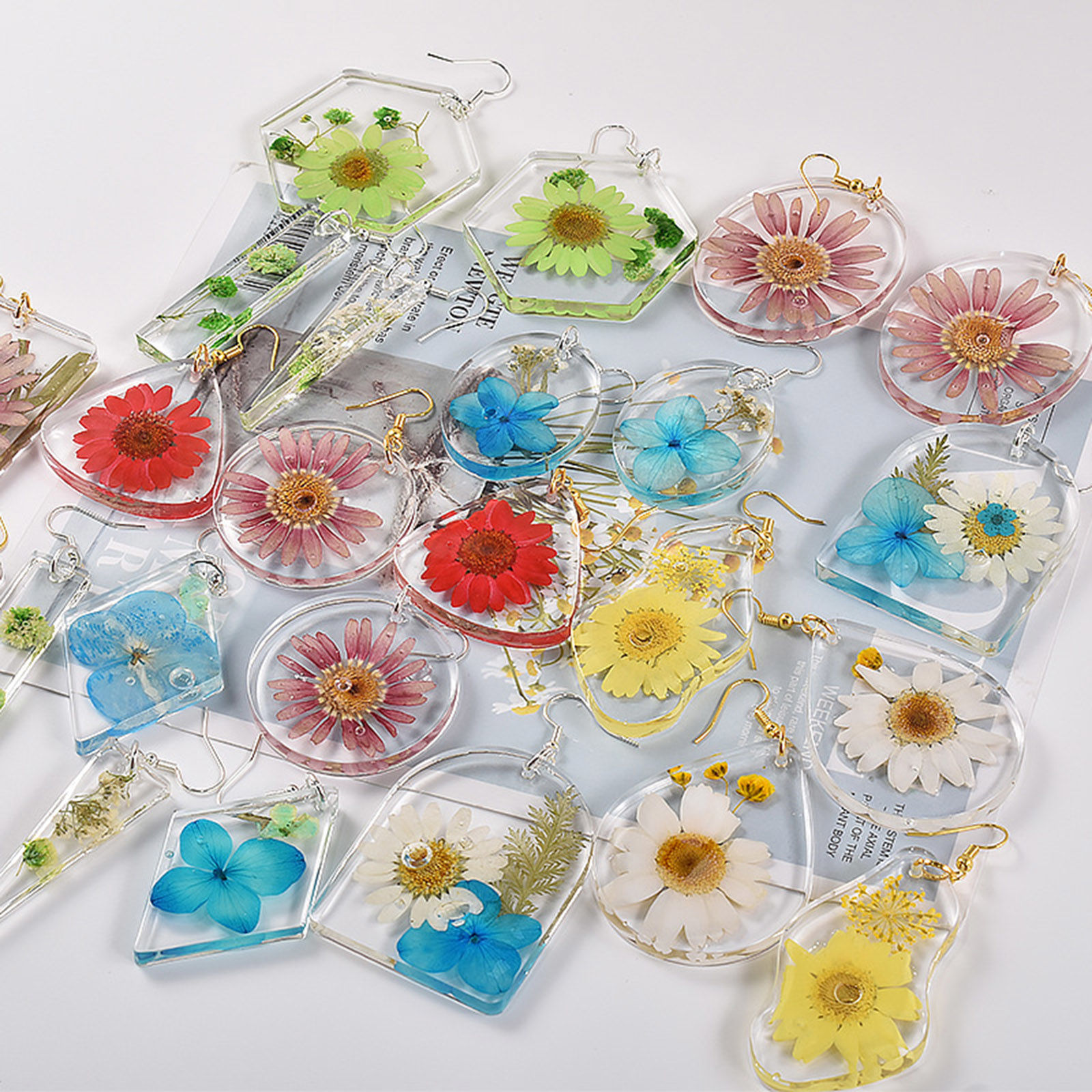 Picture of Silicone Geometry Series Resin Mold For Keychain Necklace Earring Pendant Jewelry DIY Making White 1 Piece