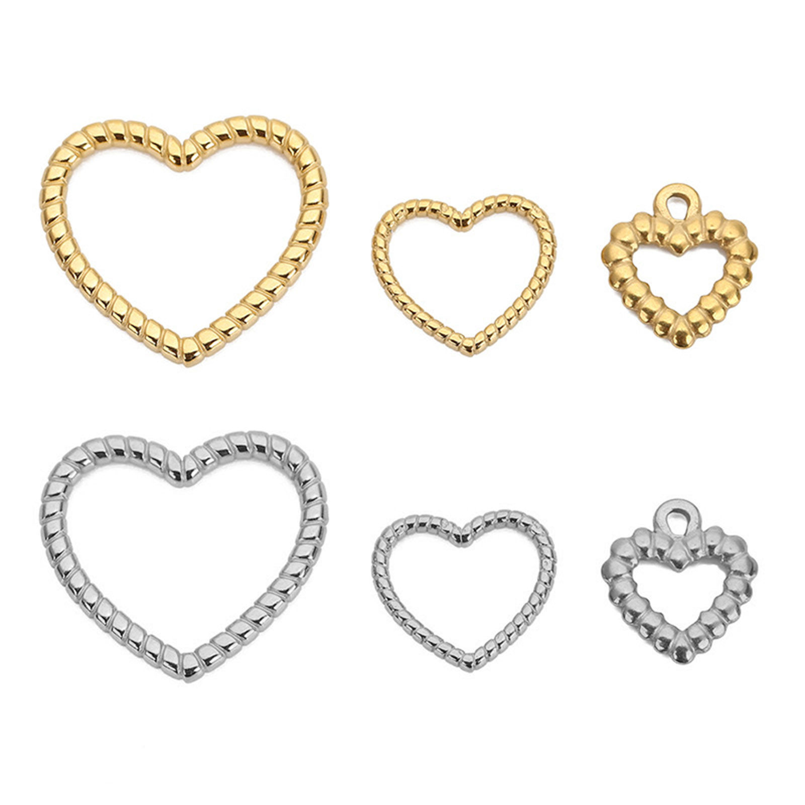 Picture of 304 Stainless Steel Charms Heart Texture