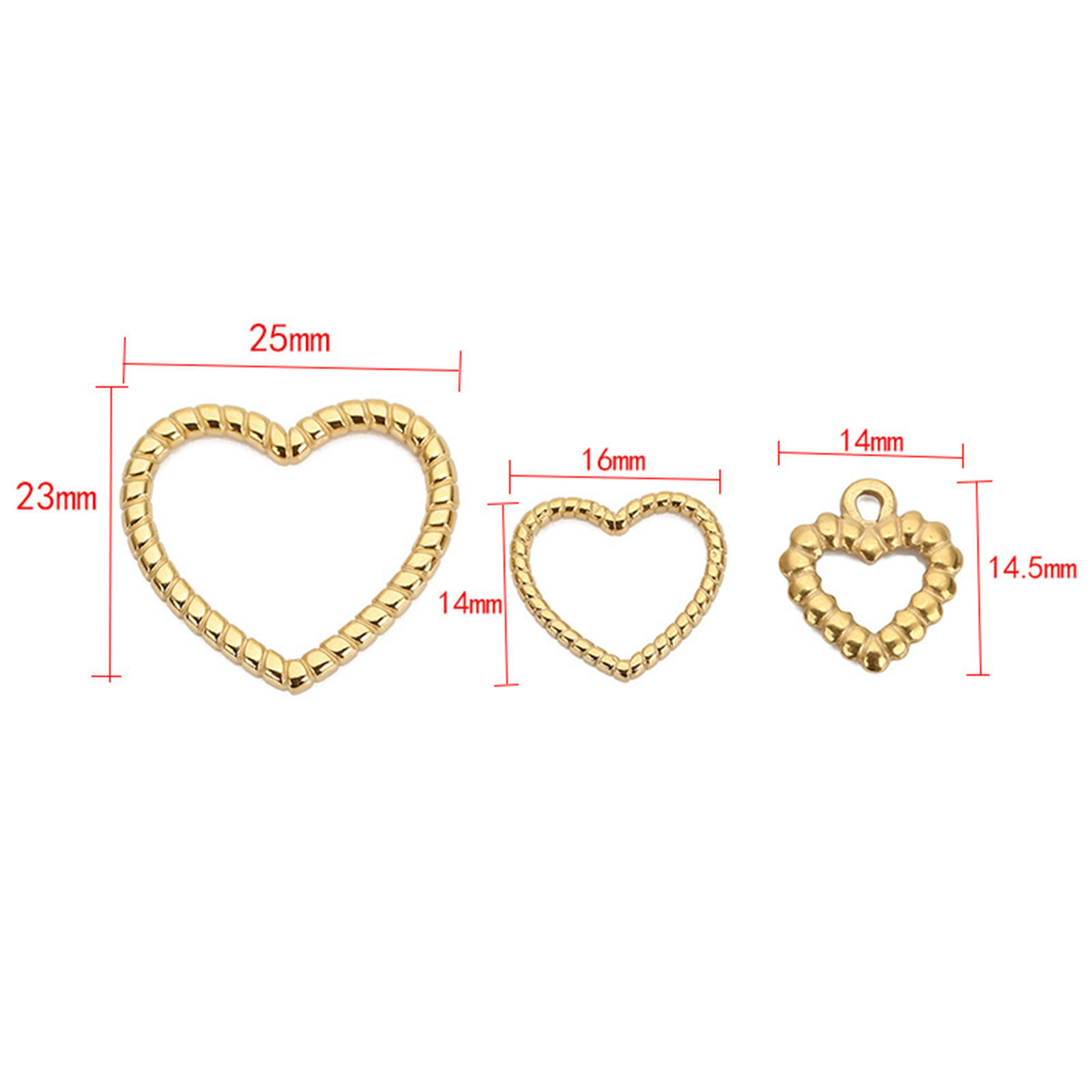 Picture of 304 Stainless Steel Charms Heart Texture