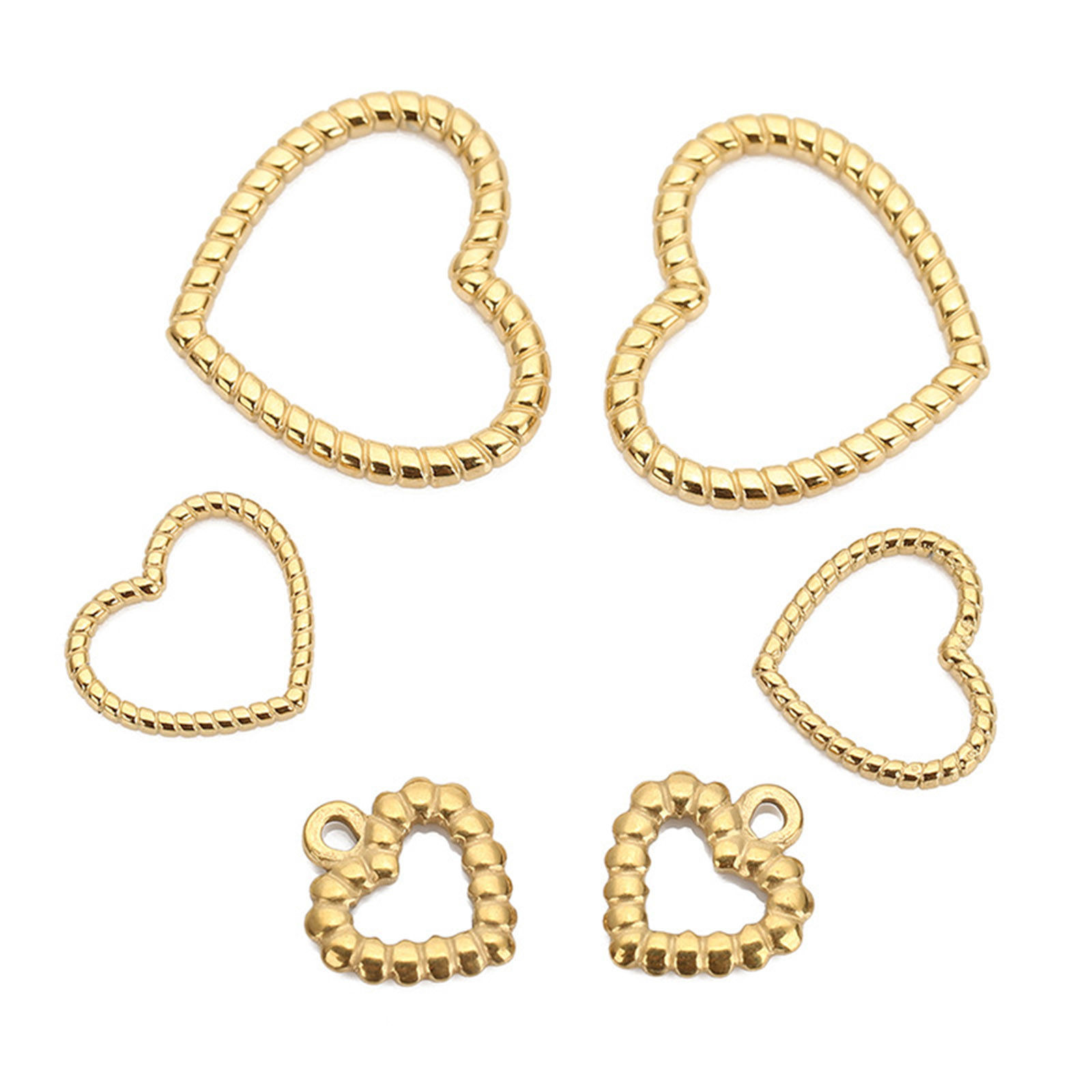 Picture of 304 Stainless Steel Charms Heart Texture