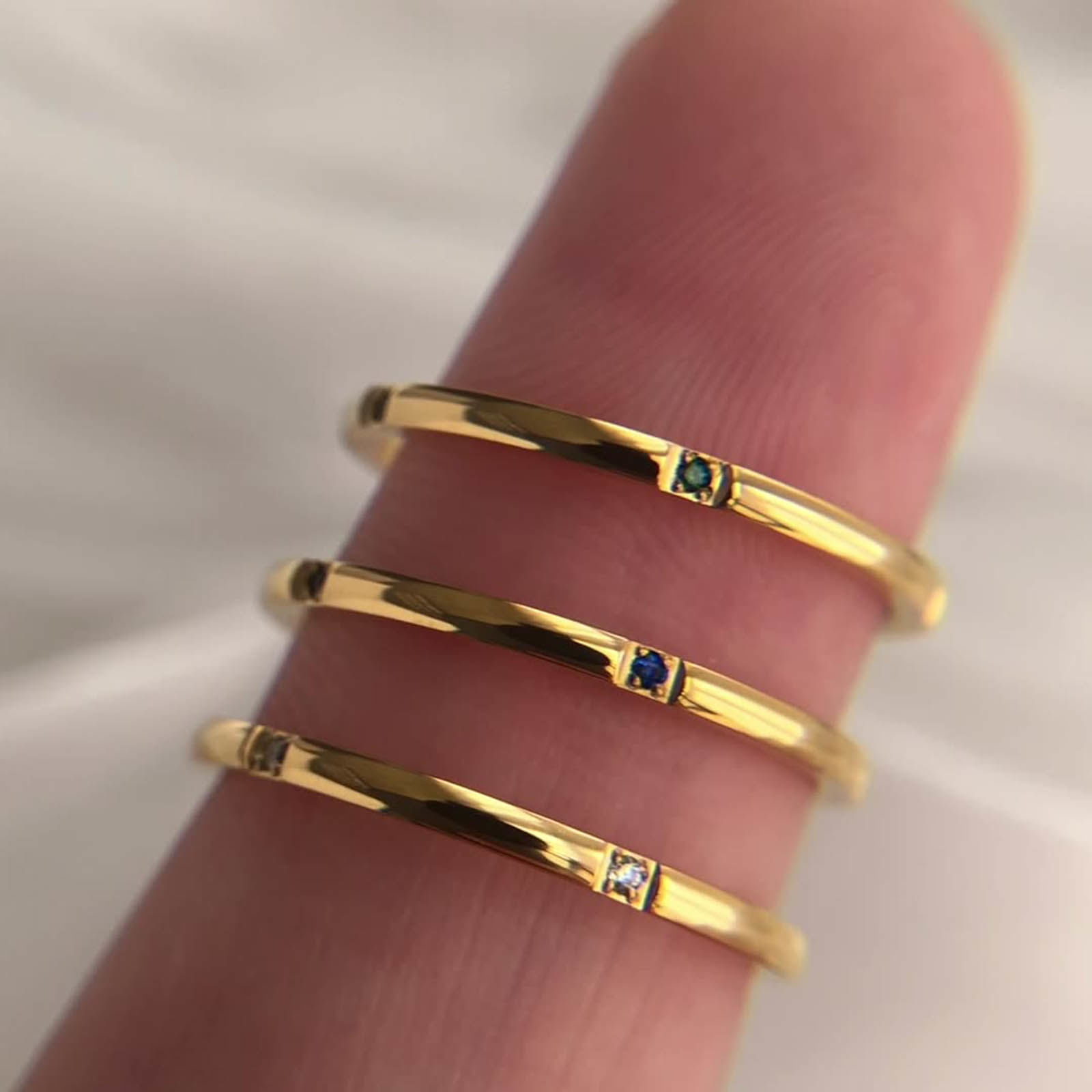 Bild von Umweltfreundlich Einfach und lässig Stilvoll 18K Gold plattiert 304 Edelstahl & Zirkon Uneinstellbar Ring Für Frauen 1 Set