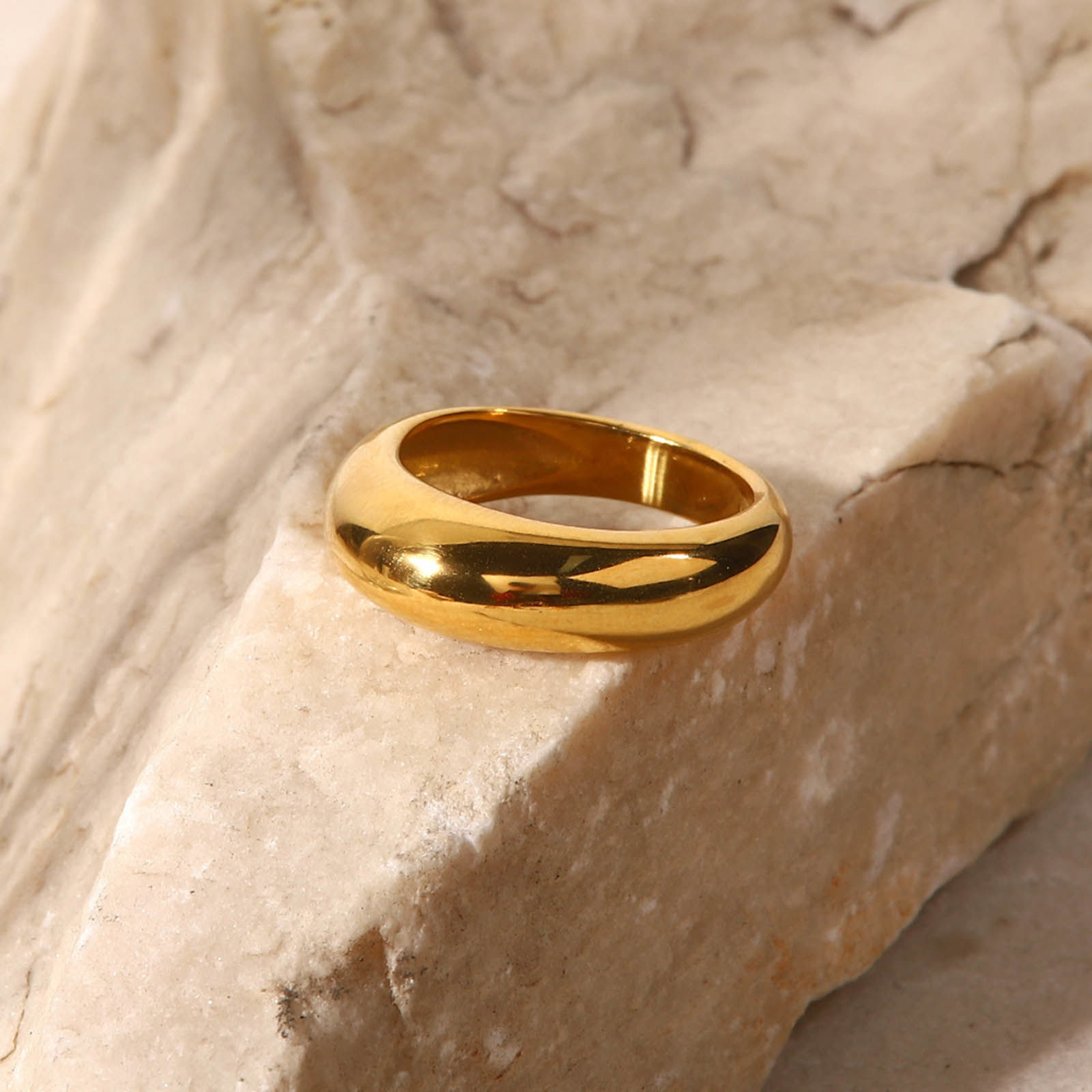 Picture of Eco-friendly Simple & Casual Ins Style 18K Real Gold Plated 304 Stainless Steel Unadjustable Rings Unisex