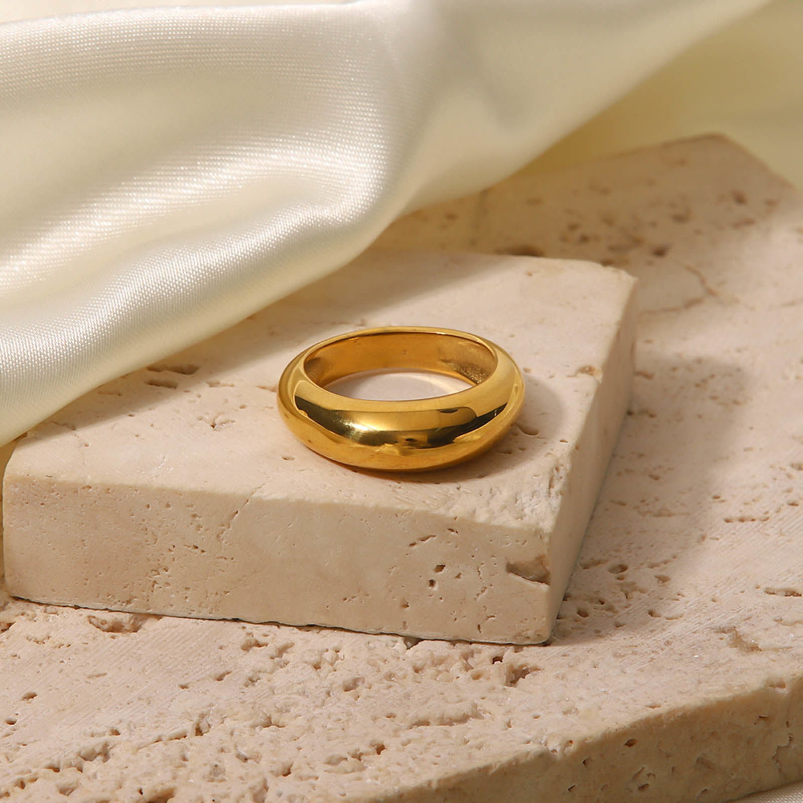 Picture of Eco-friendly Simple & Casual Ins Style 18K Real Gold Plated 304 Stainless Steel Unadjustable Rings Unisex