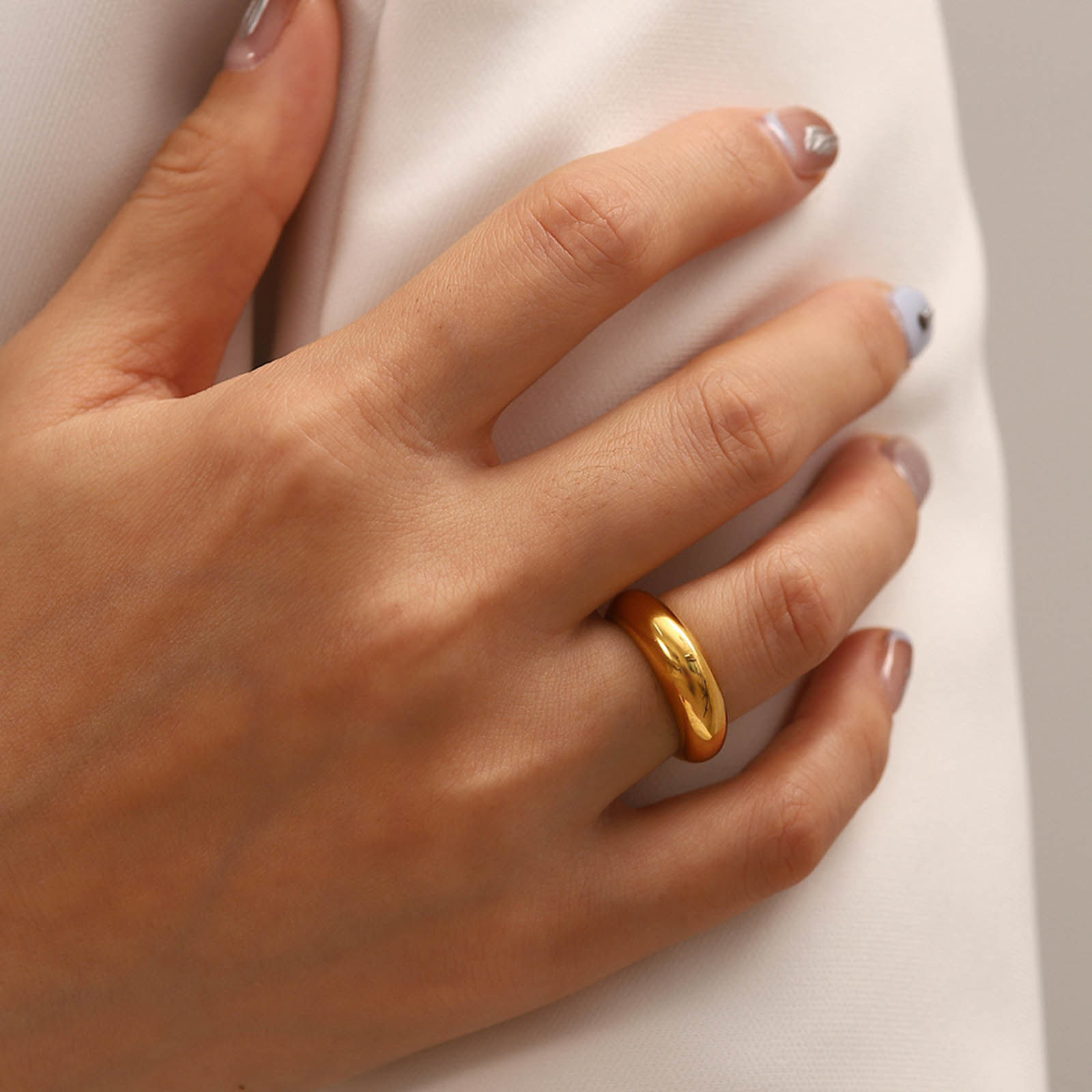 Picture of Eco-friendly Simple & Casual Ins Style 18K Real Gold Plated 304 Stainless Steel Unadjustable Rings Unisex
