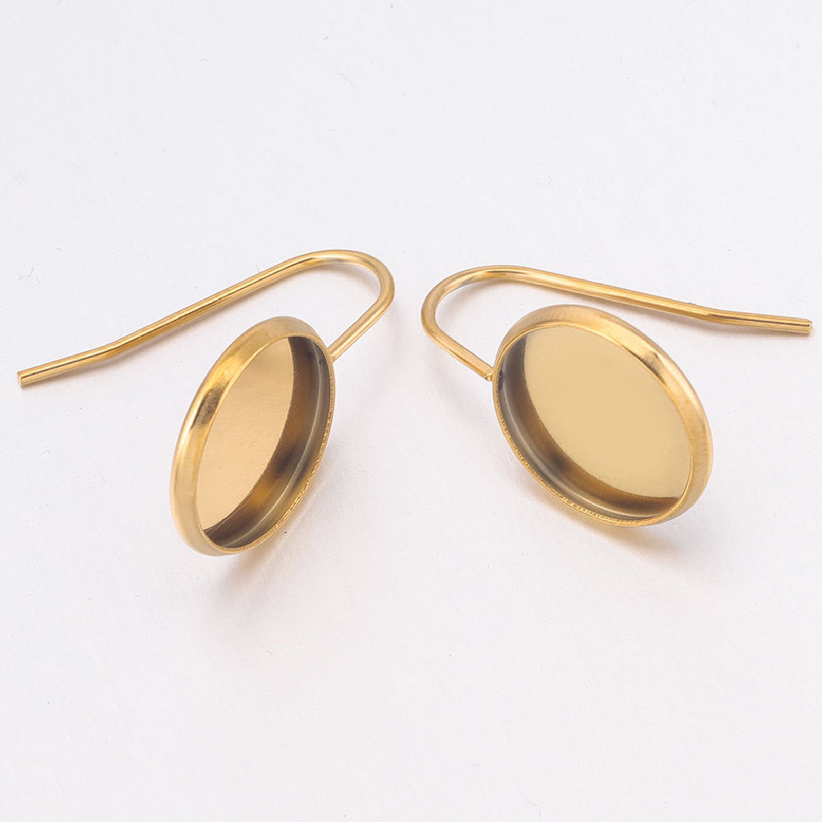 Picture of 304 Stainless Steel Ear Wire Hooks Earring Round Multicolor Cabochon Settings Post/ Wire Size: (20 gauge)