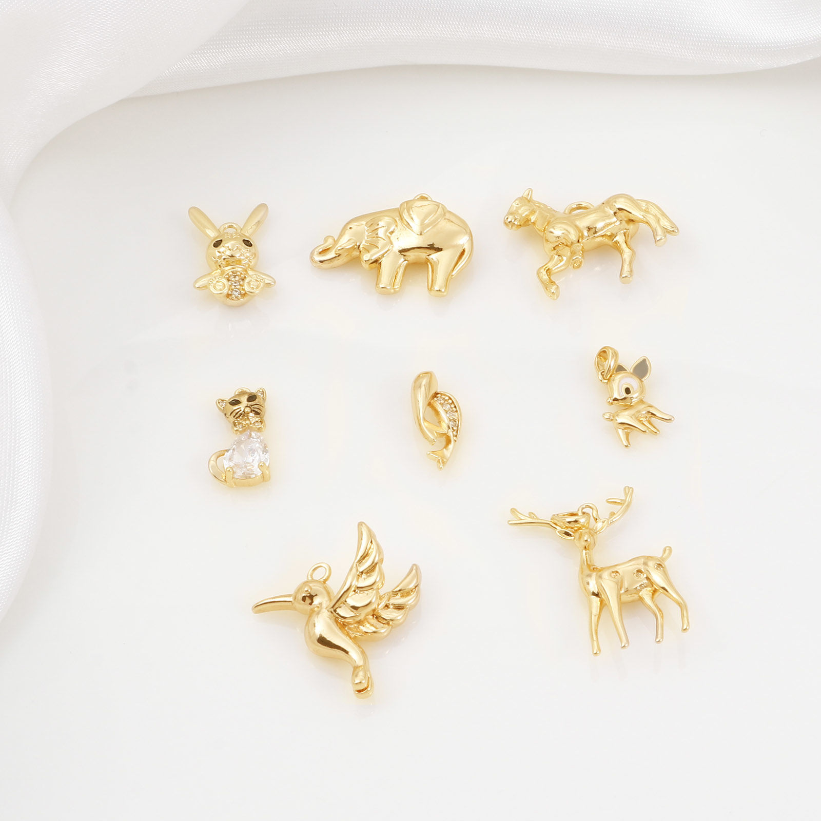 Imagen de Latón Colgantes Charms Oro Real Chapado Animal Claro Circón Artificial 2 Unidades