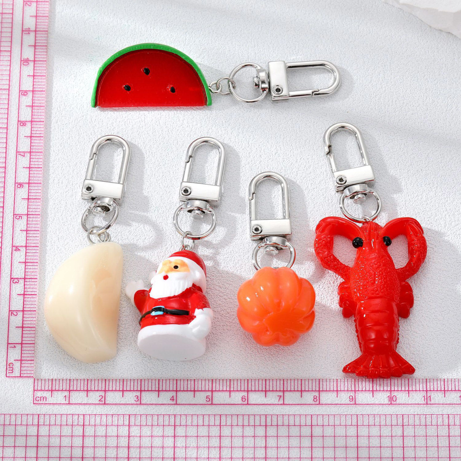Picture of Resin Cute Keychain & Keyring Silver Tone Multicolor Fruit