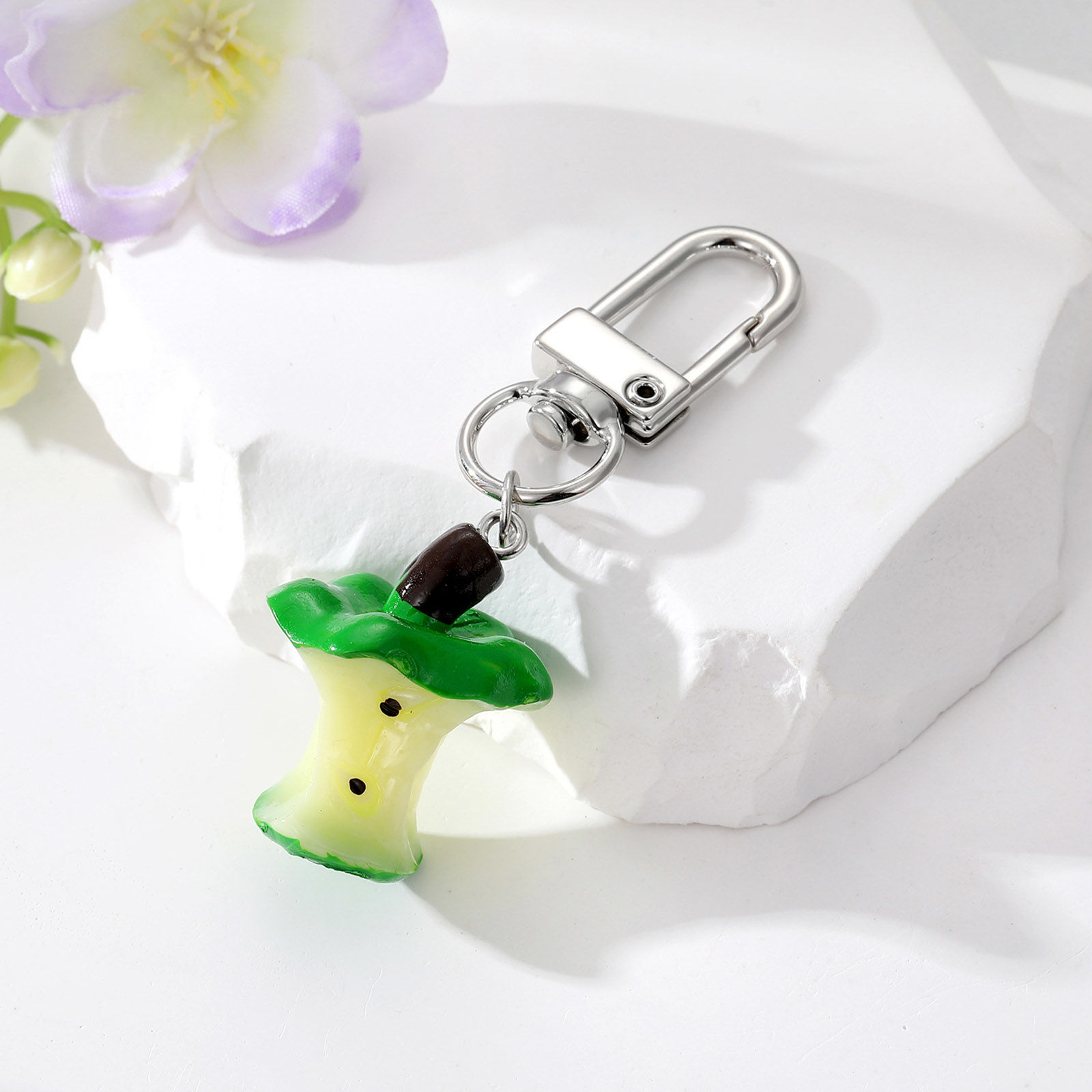 Picture of Resin Cute Keychain & Keyring Silver Tone Multicolor Fruit