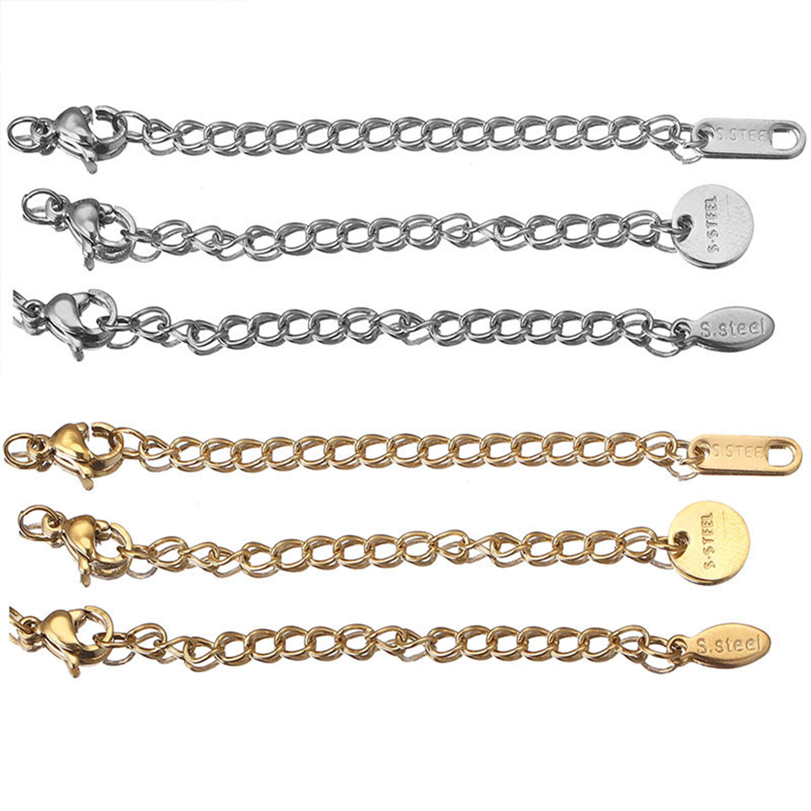 Image de Chaînes d'Extension pour Collier Bracelet en 304 Acier Inoxydable Géométrique 7cm long, 5 Pièces
