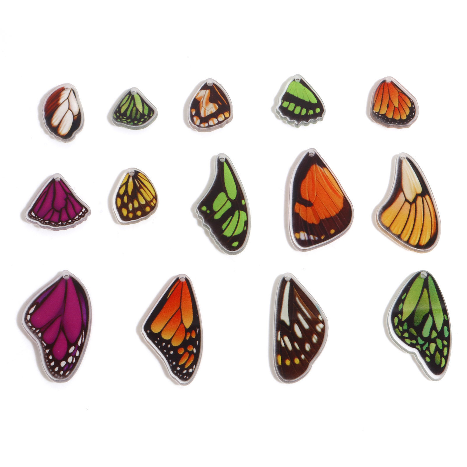 Imagen de Acrílico Insecto Colgantes Charms Ala de Mariposa Multicolor 10 Unidades