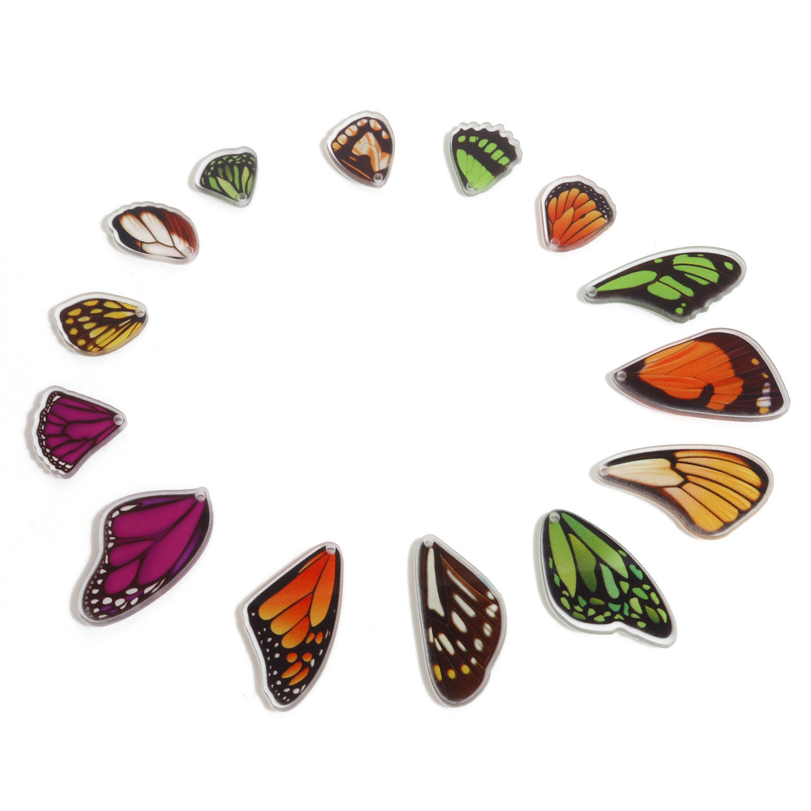 Imagen de Acrílico Insecto Colgantes Charms Ala de Mariposa Multicolor 10 Unidades