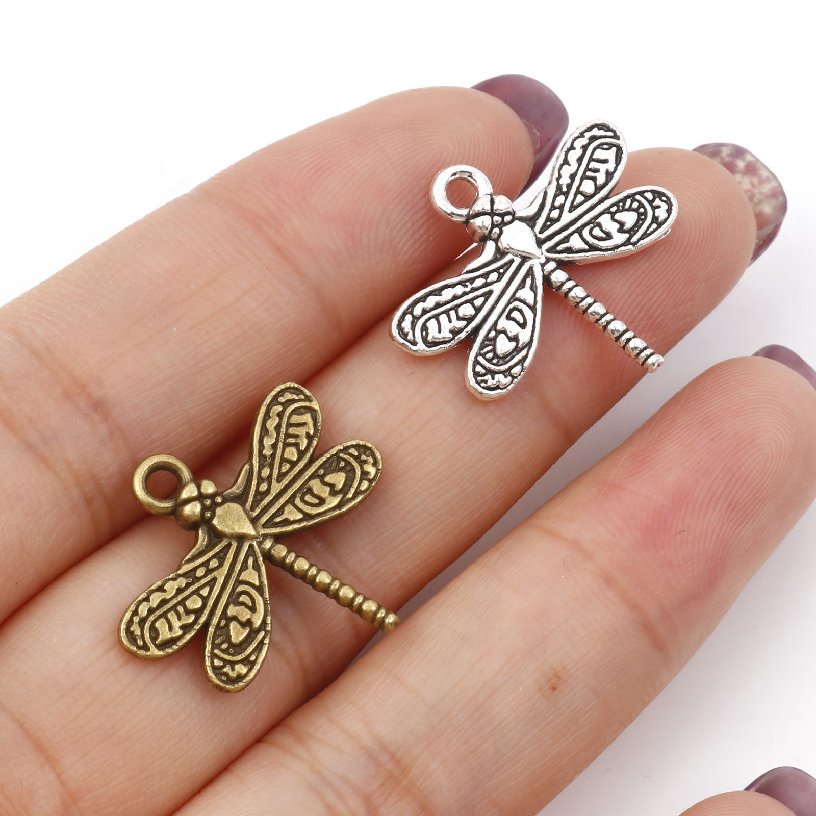Picture of Zinc Based Alloy Insect Charms Multicolor Dragonfly Animal 21mm x 19.5mm