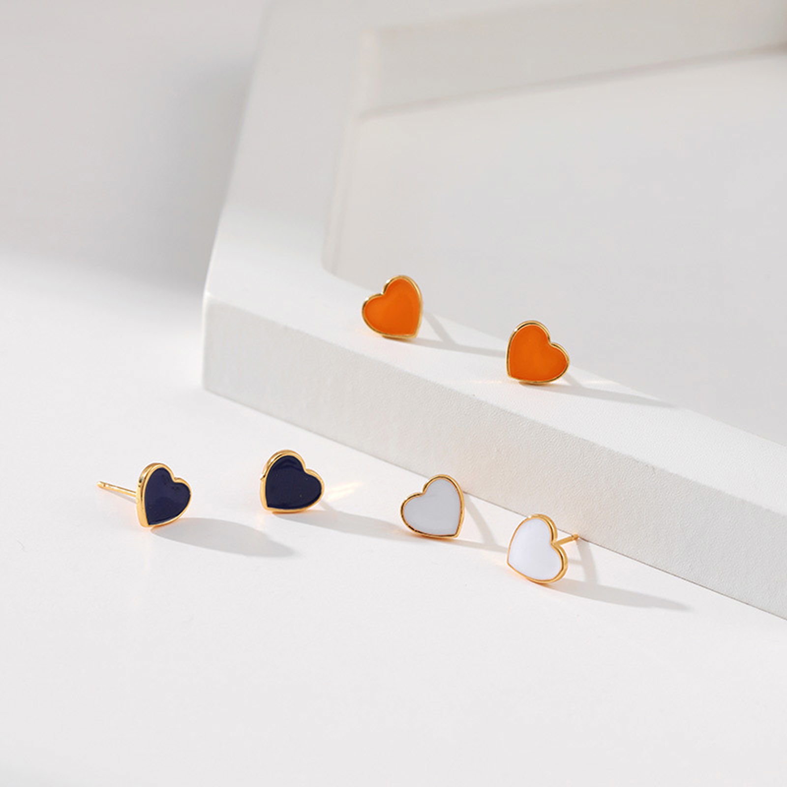 Imagen de Respetuoso del Medio Ambiente Sencillo & Casual Elegante 18K Oro Real Chapado Multicolor Cobre Corazón Esmalte Pendientes Para Mujeres Día de San Valentín 1 Par