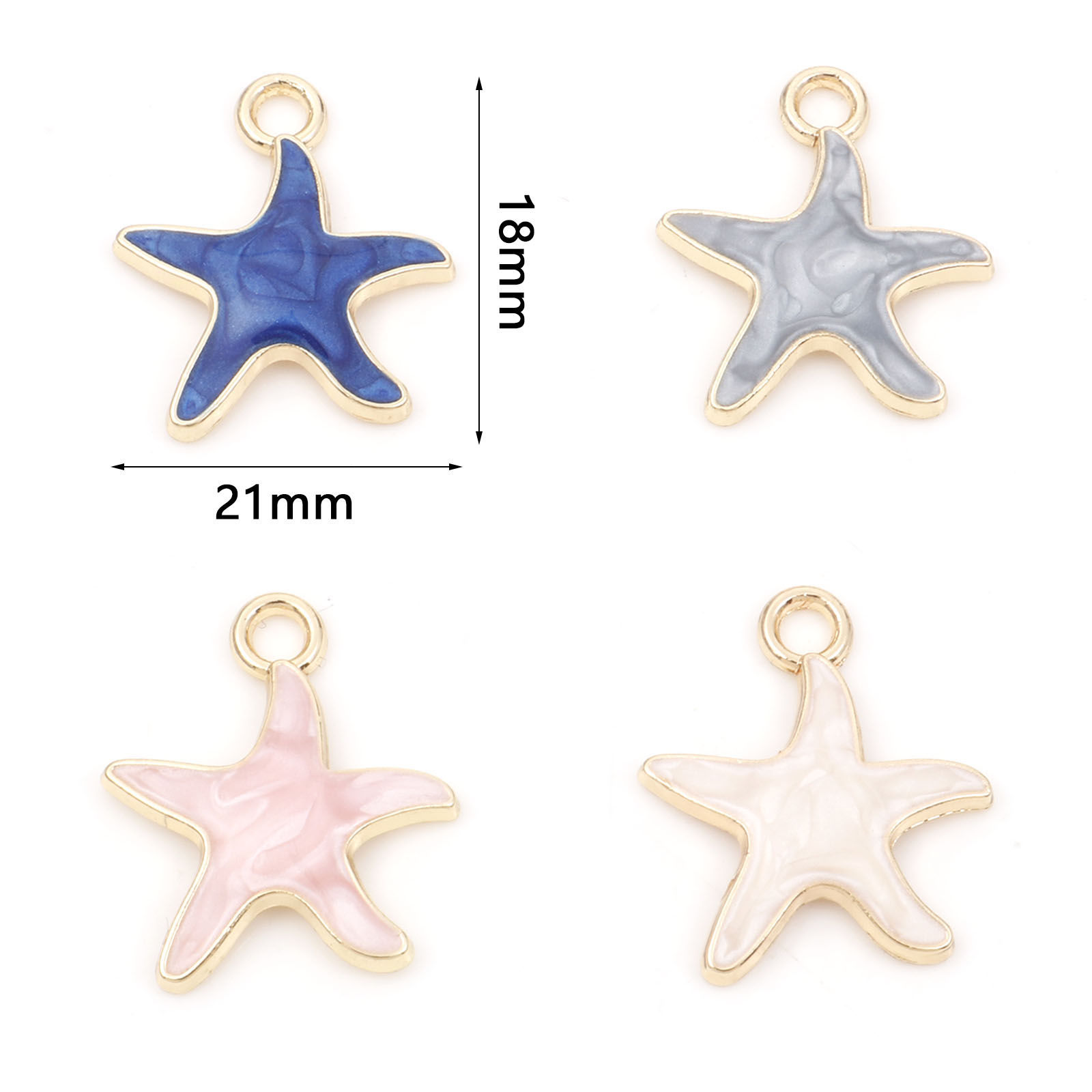 Immagine di Lega di Zinco Gioielli Oceanici Charms Stella di Mare Oro Placcato Smalto 21mm x 18mm , 10 Pz