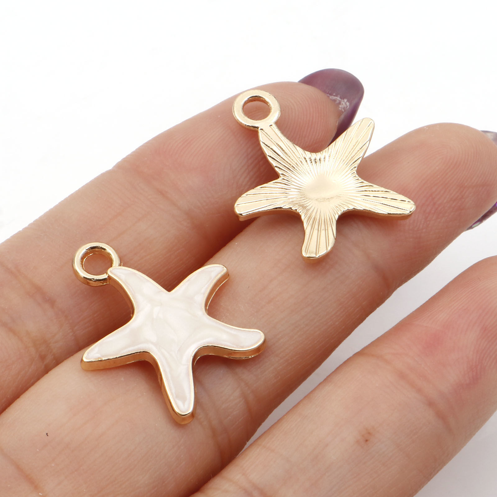 Immagine di Lega di Zinco Gioielli Oceanici Charms Stella di Mare Oro Placcato Smalto 21mm x 18mm , 10 Pz
