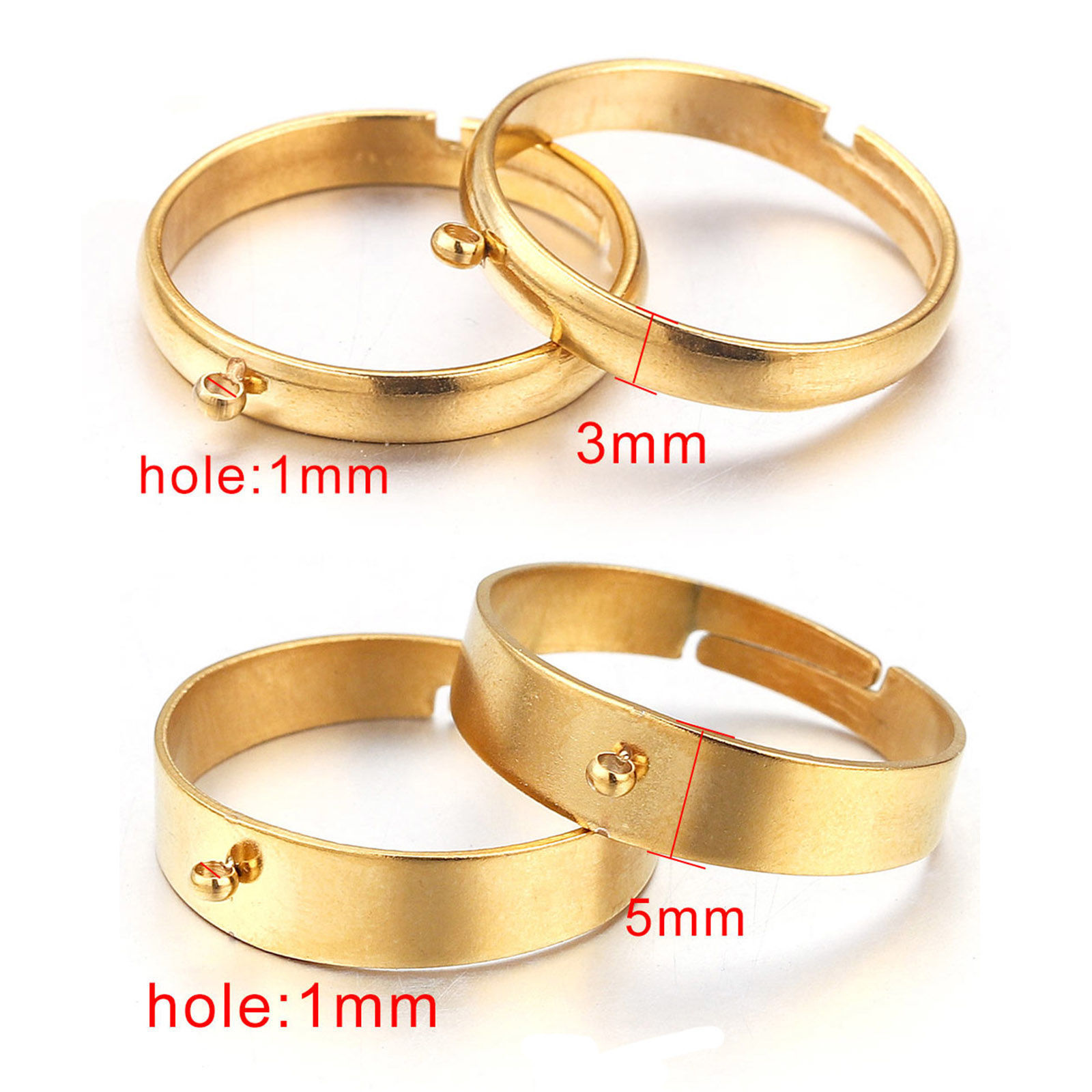 Picture of 304 Stainless Steel Open Adjustable Rings Multicolor With Loop 17mm(US Size 6.5)